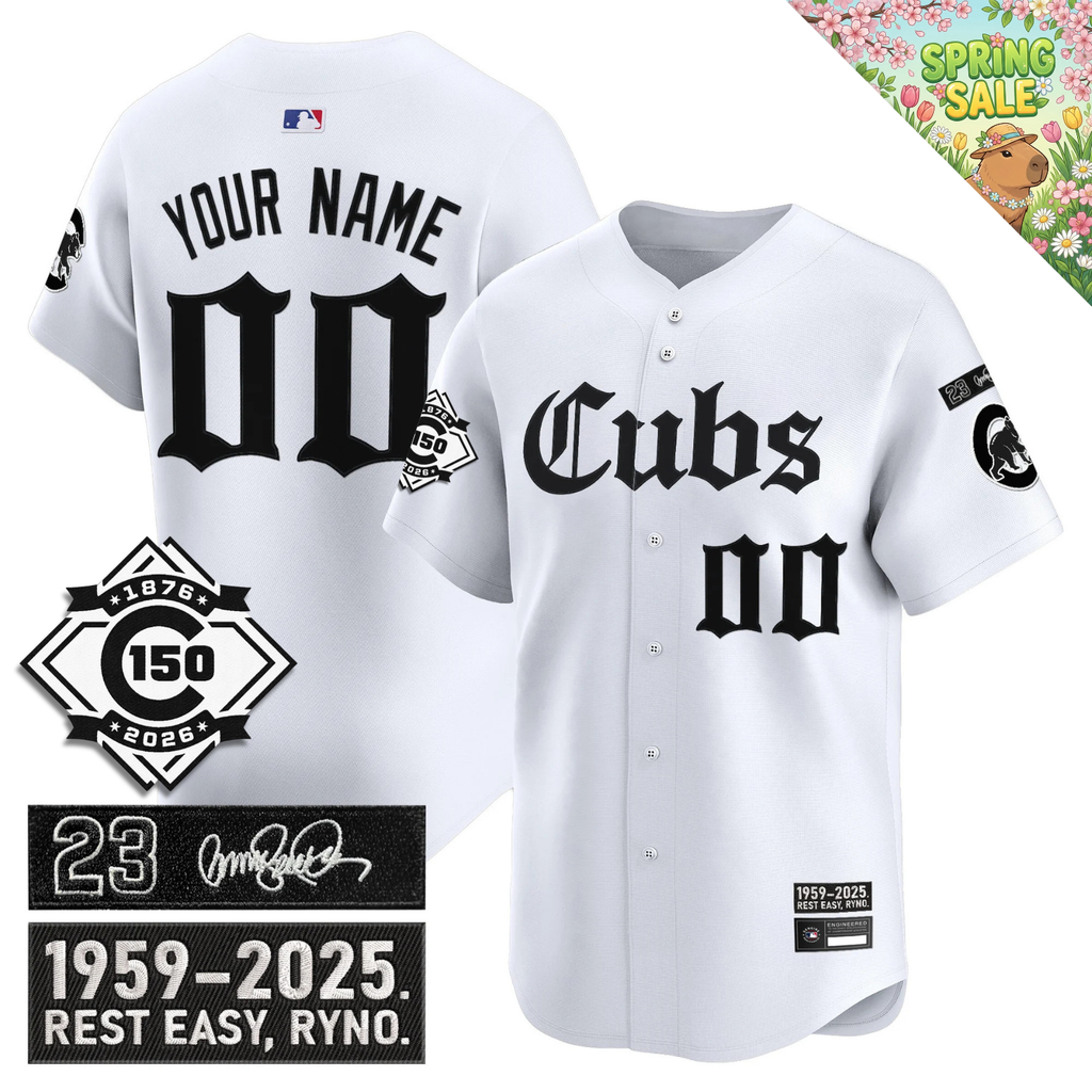 CHC 'Ryne Sandberg Tribute' & 150th anniversary patch Limited Gothic Jersey - Stitched
