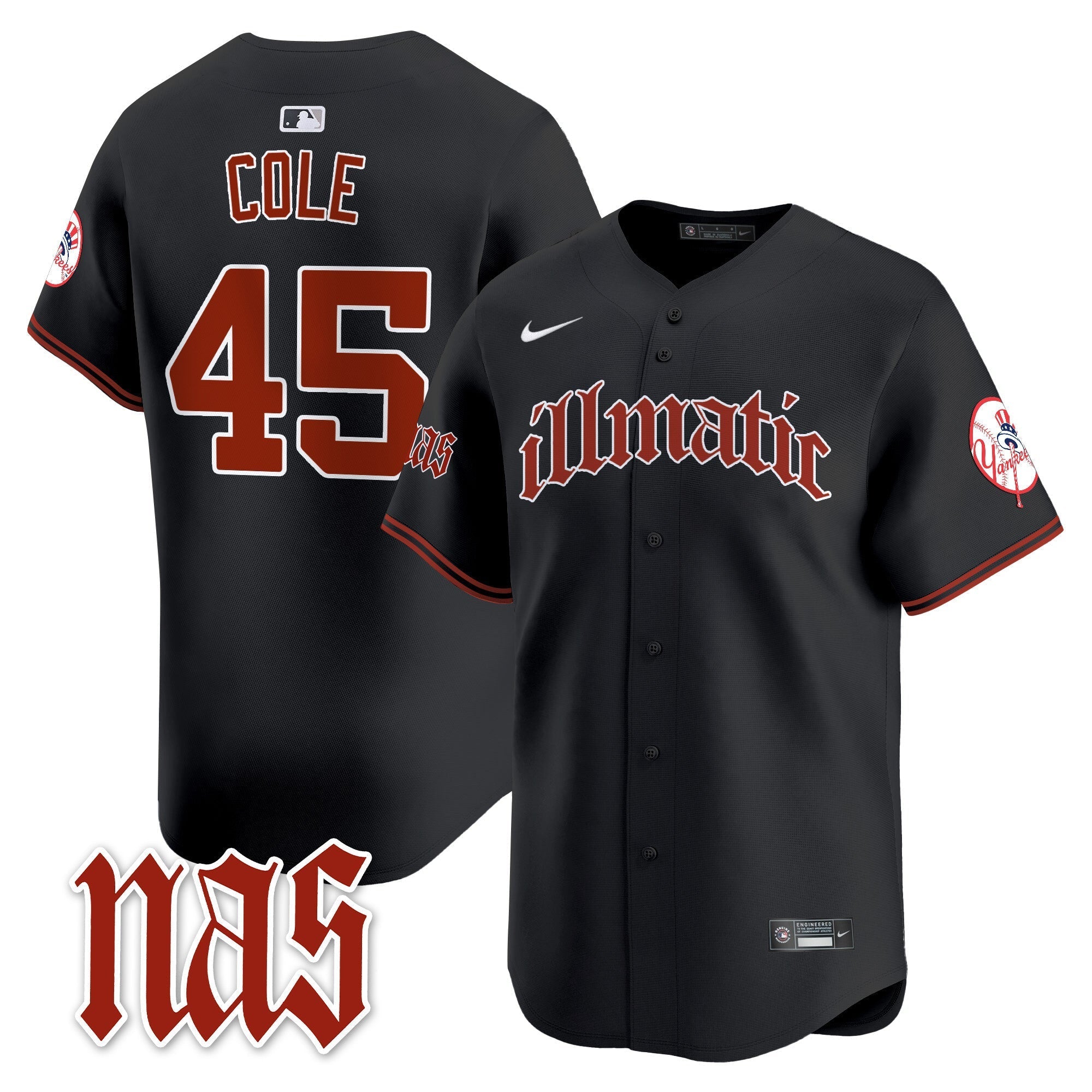 NYY Nas Illmatic Vapor Premier Limited Jersey - Stitched