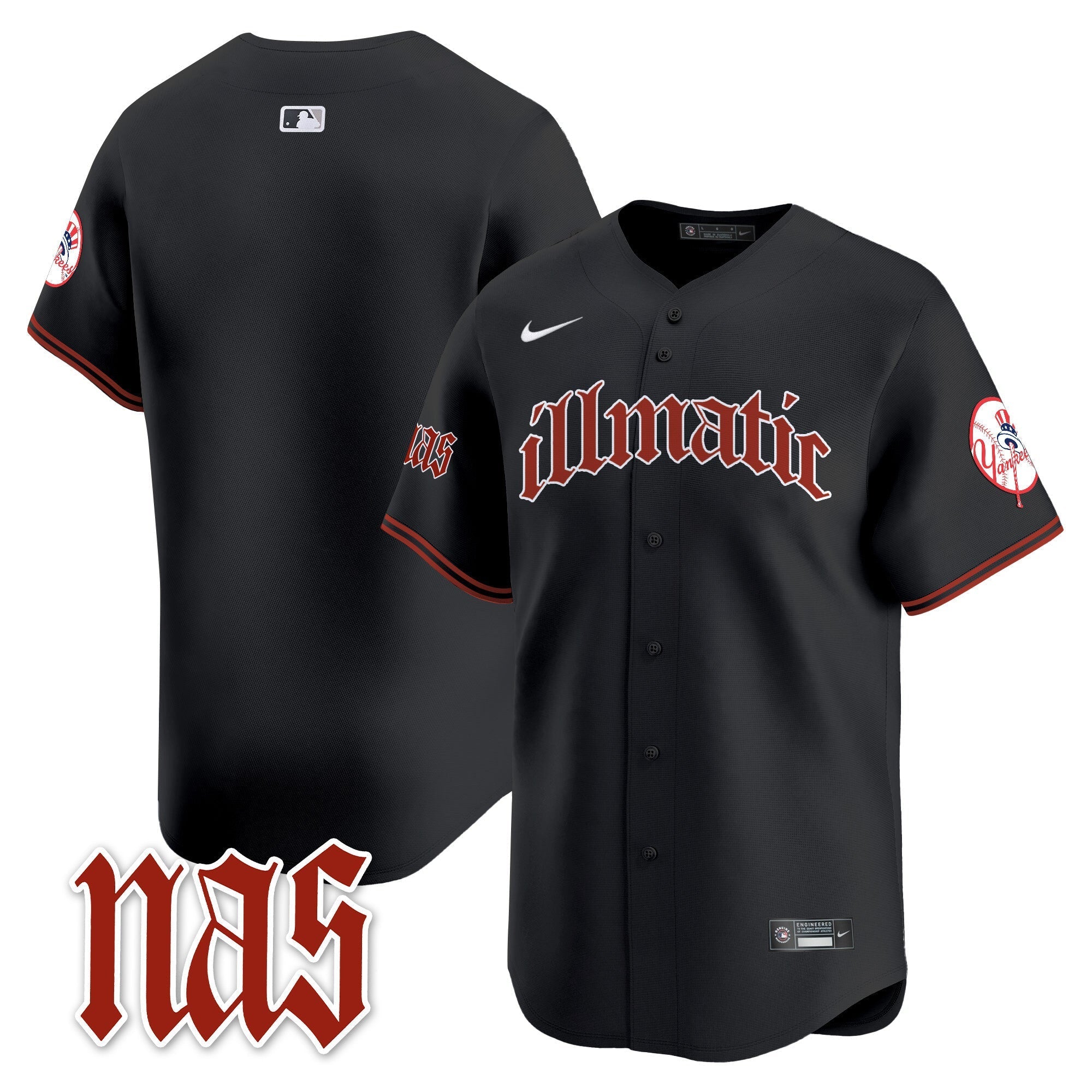 NYY Nas Illmatic Vapor Premier Limited Jersey - Stitched