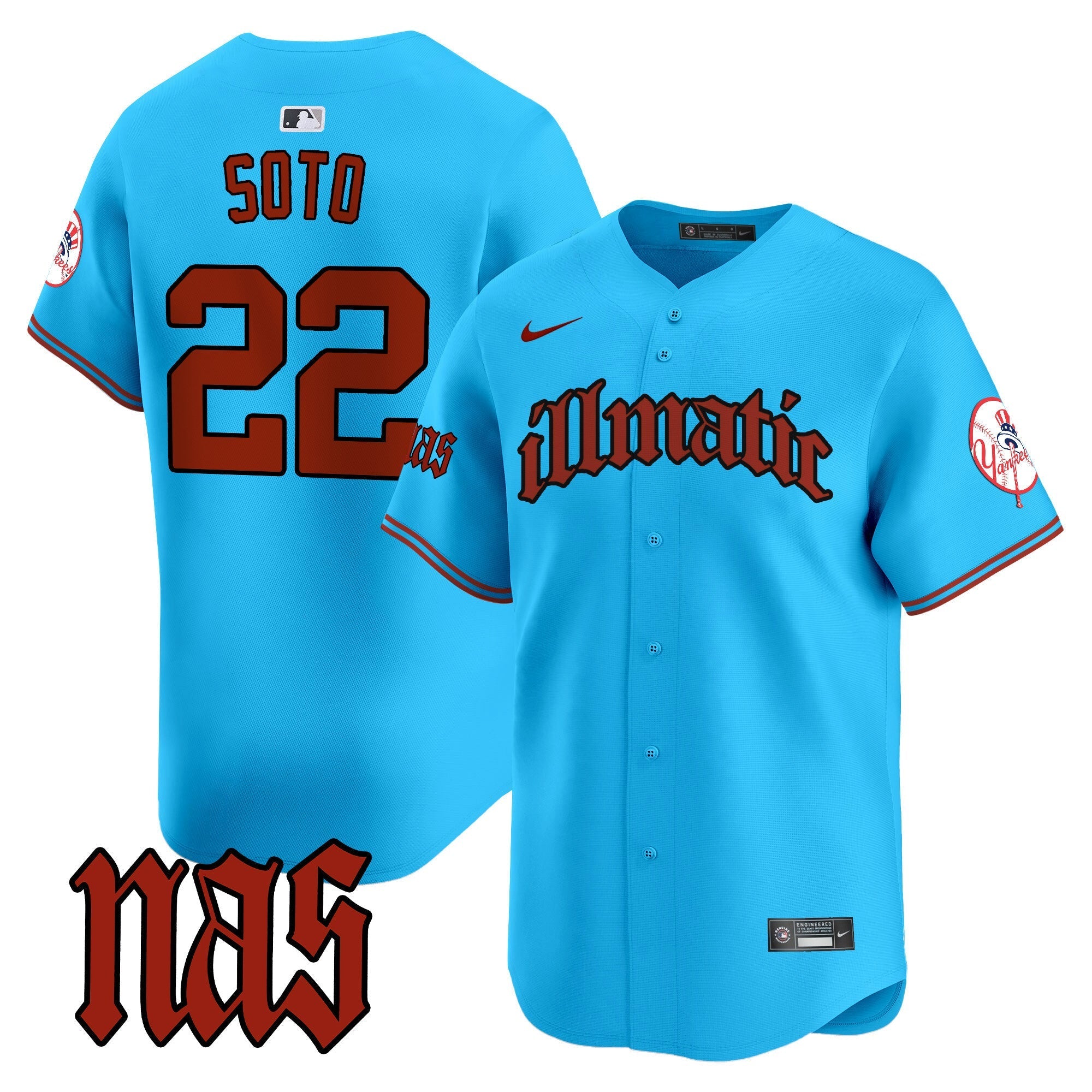 NYY Nas Illmatic Vapor Premier Limited Jersey - Stitched