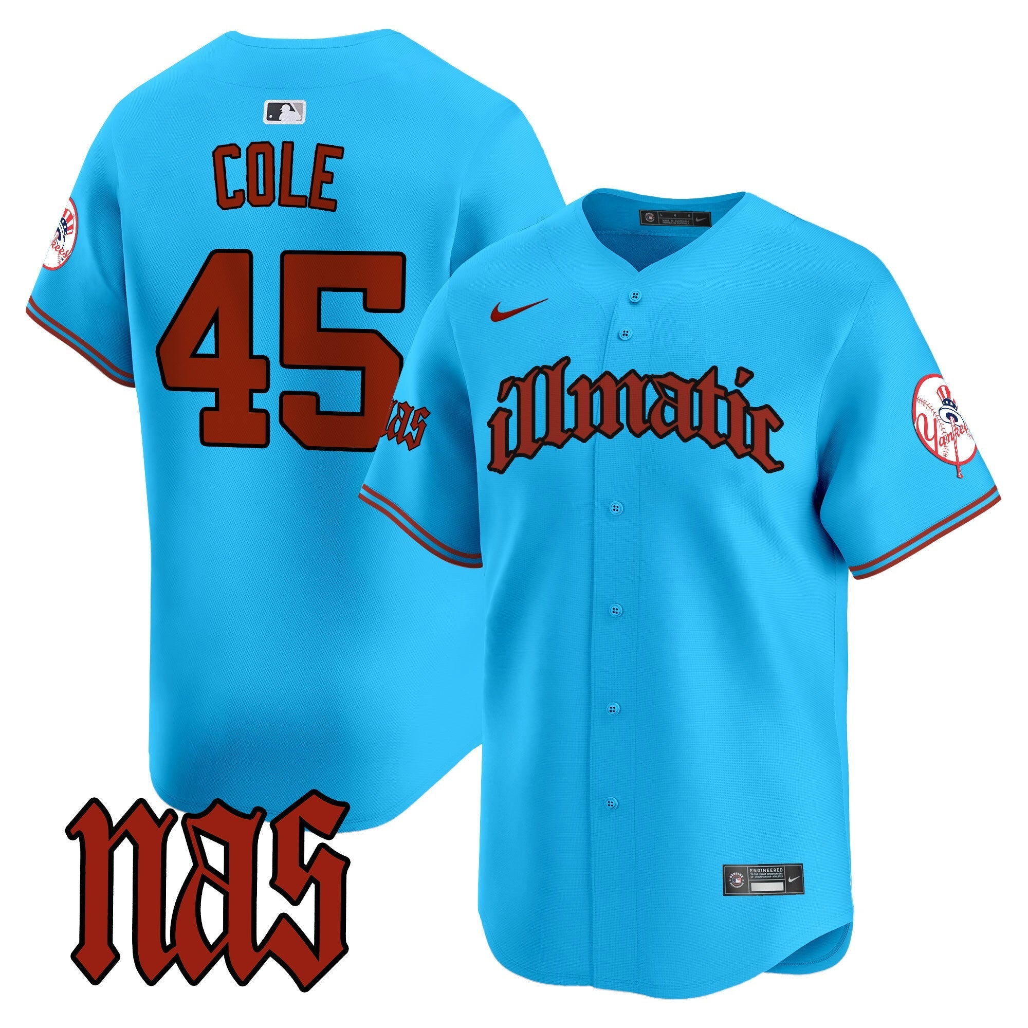 NYY Nas Illmatic Vapor Premier Limited Jersey - Stitched