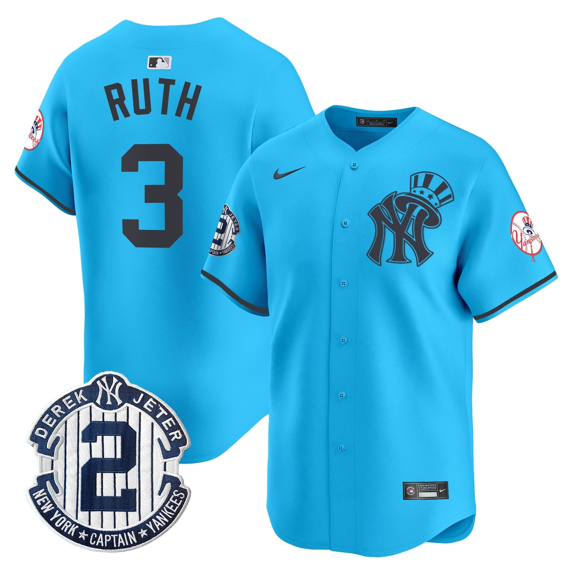 NYY Derek Jeter Patch Vapor Premier Limited Jersey V2 - Stitched