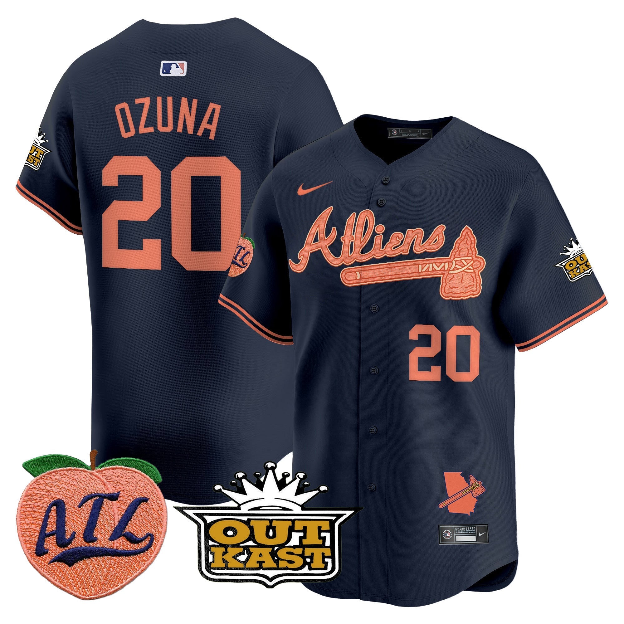 ATL Atliens & Peach Vapor Premier Limited Jersey - Stitched