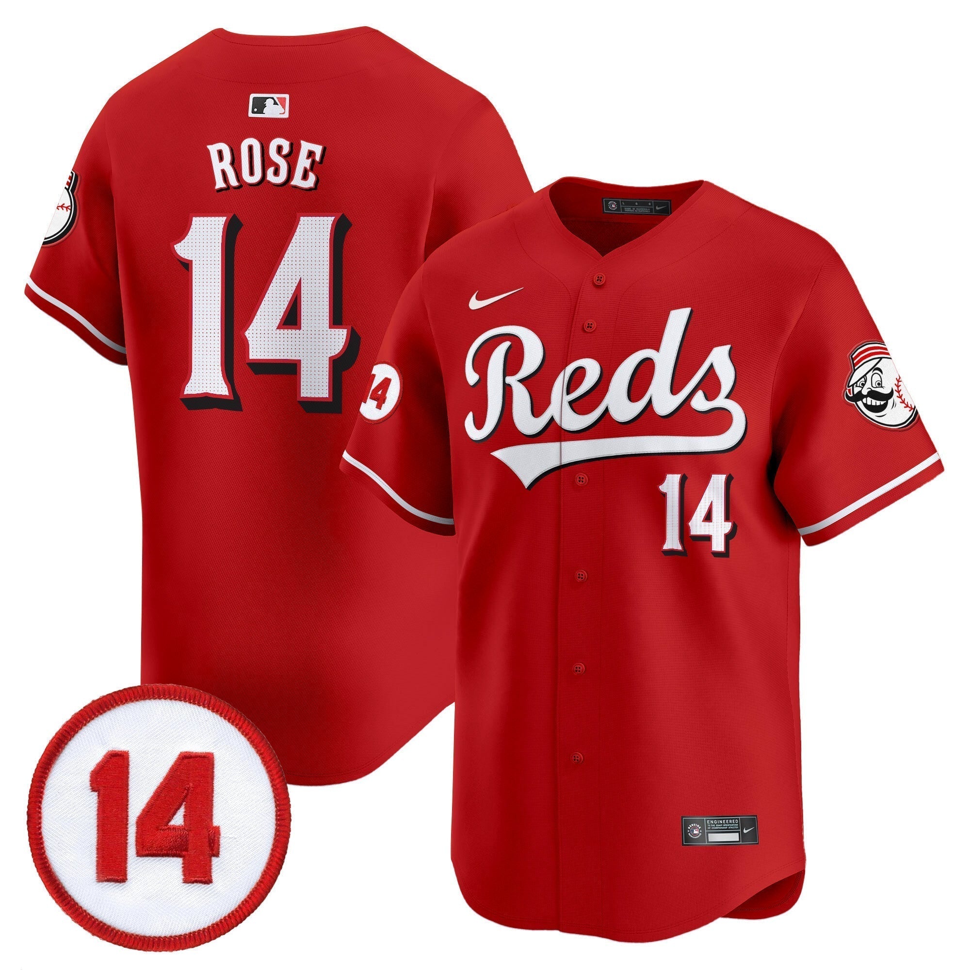 CIN Pete Rose Patch Vapor Premier Limited Jersey - All Stitched