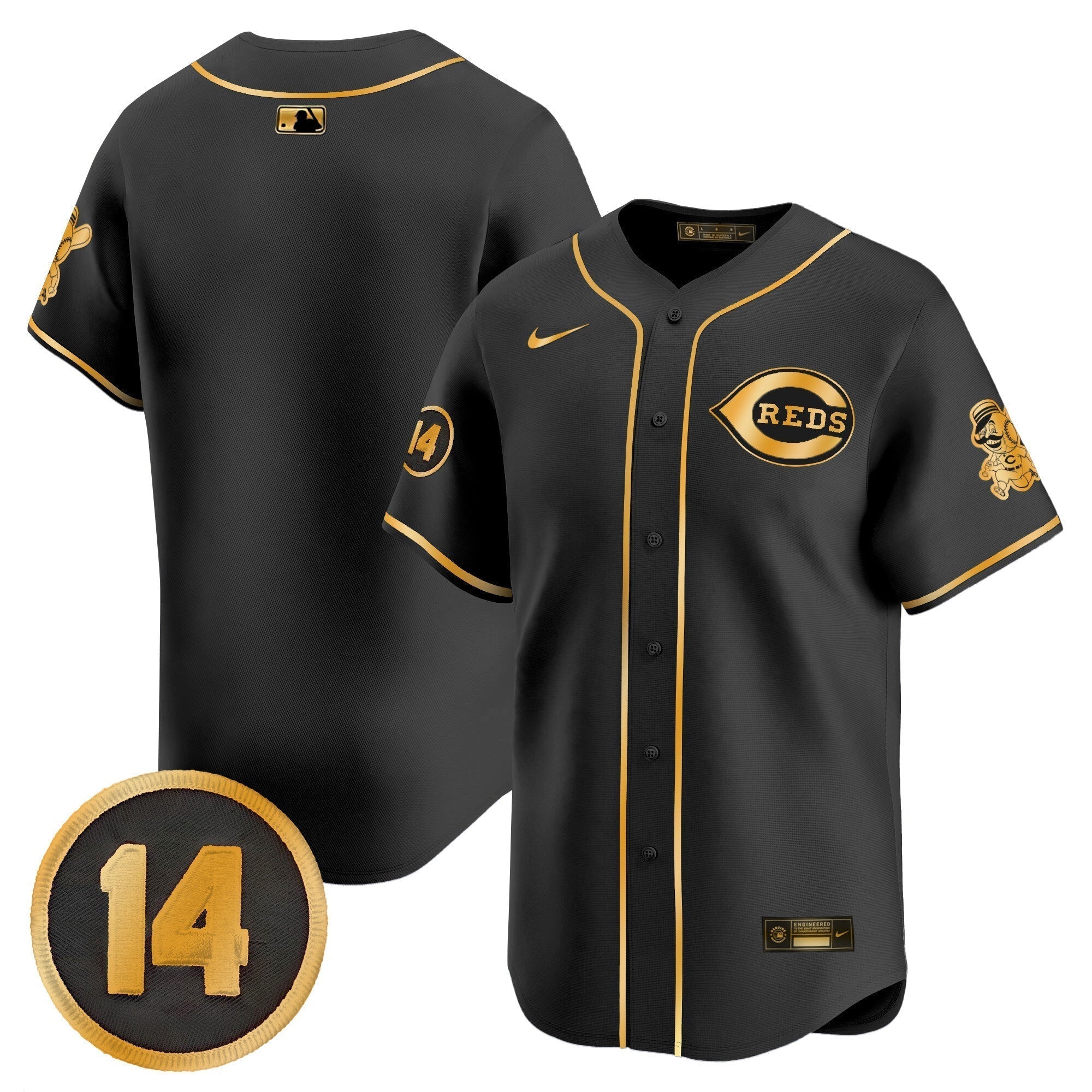 CIN Pete Rose Patch Vapor Premier Limited Jersey - All Stitched