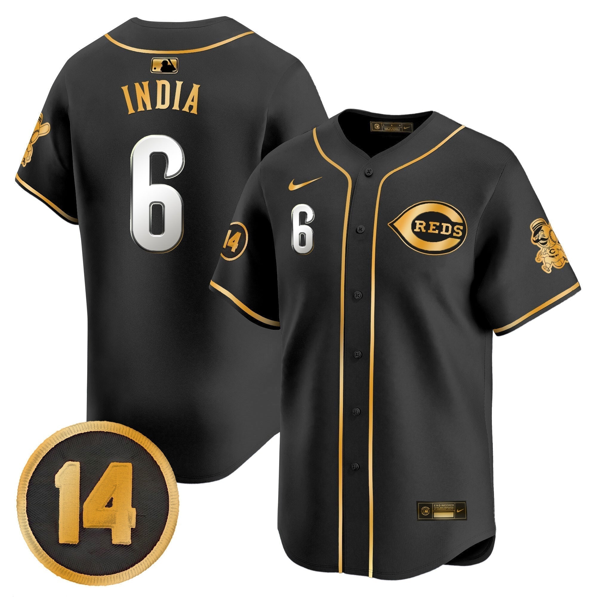 CIN Pete Rose Patch Vapor Premier Limited Jersey - All Stitched