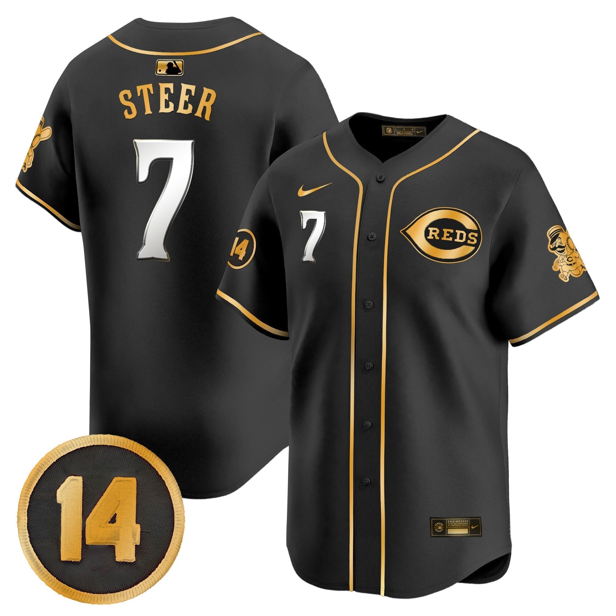 CIN Pete Rose Patch Vapor Premier Limited Jersey - All Stitched