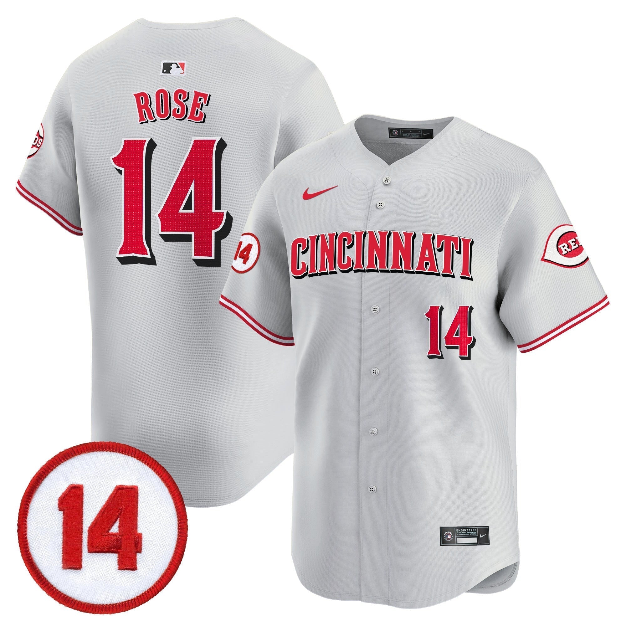CIN Pete Rose Patch Vapor Premier Limited Jersey - All Stitched
