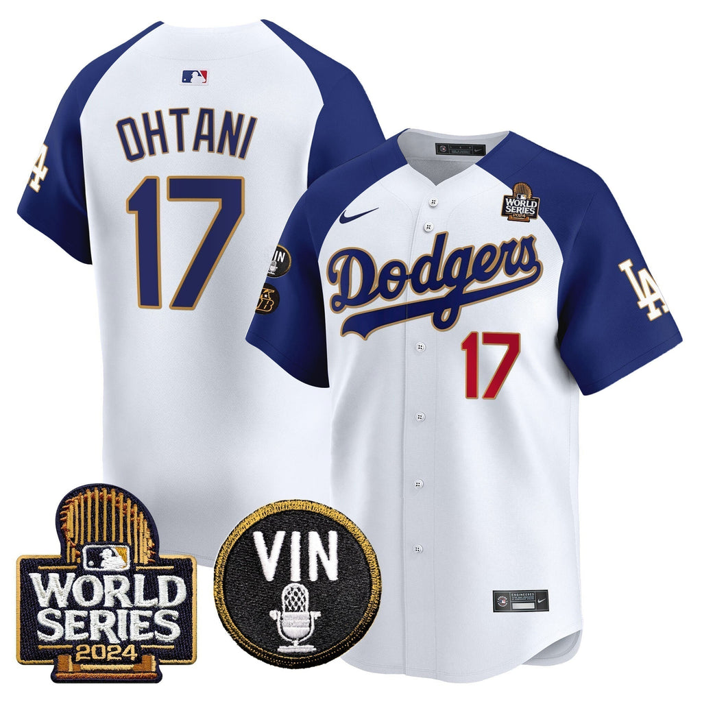 Dodgers 2024 World Series Gold Trim Vapor Premier Limited Jersey V2 - Stitched