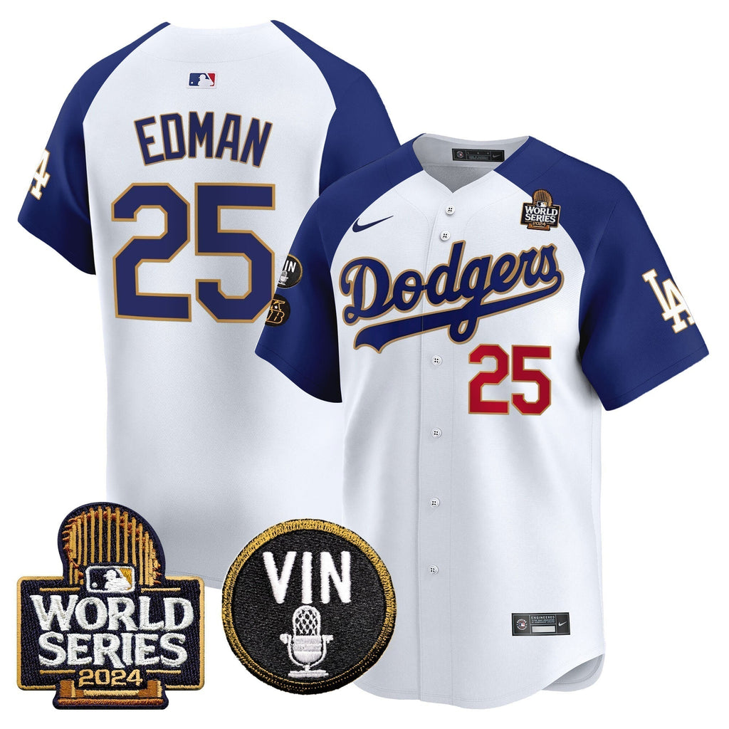 Dodgers 2024 World Series Gold Trim Vapor Premier Limited Jersey V2 - Stitched