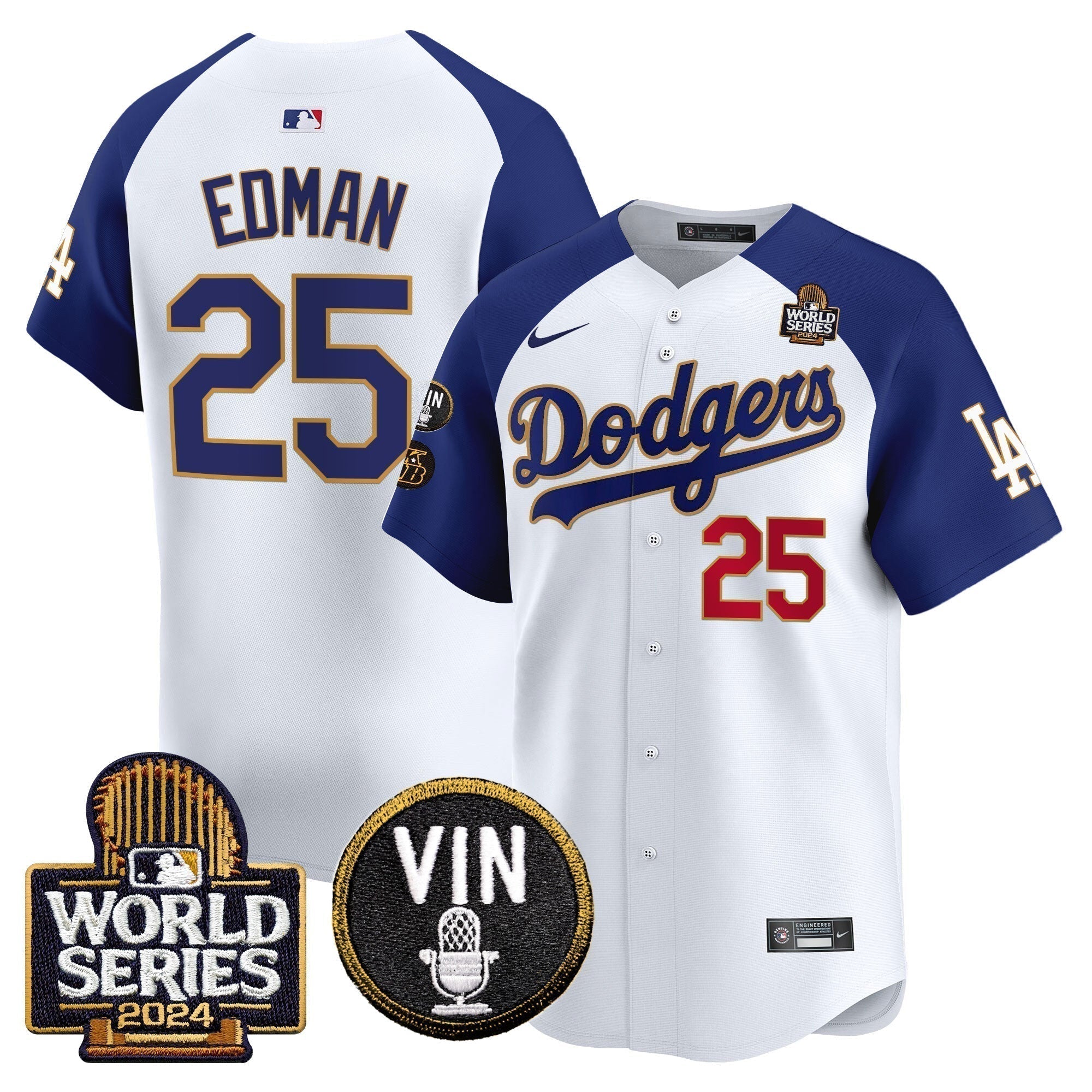 Dodgers 2024 World Series Gold Trim Vapor Premier Limited Jersey V2 - Stitched