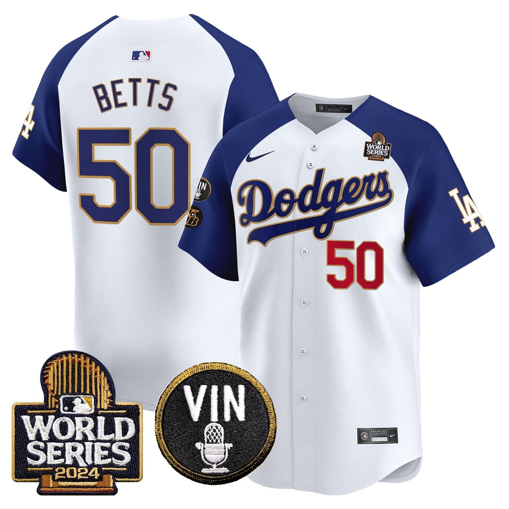 Dodgers 2024 World Series Gold Trim Vapor Premier Limited Jersey V2 - Stitched