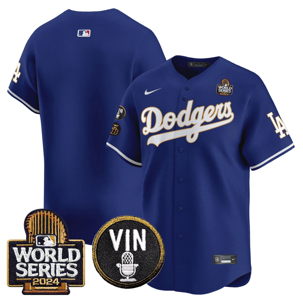 Dodgers 2024 World Series Gold Trim Vapor Premier Limited Jersey V2 - Stitched