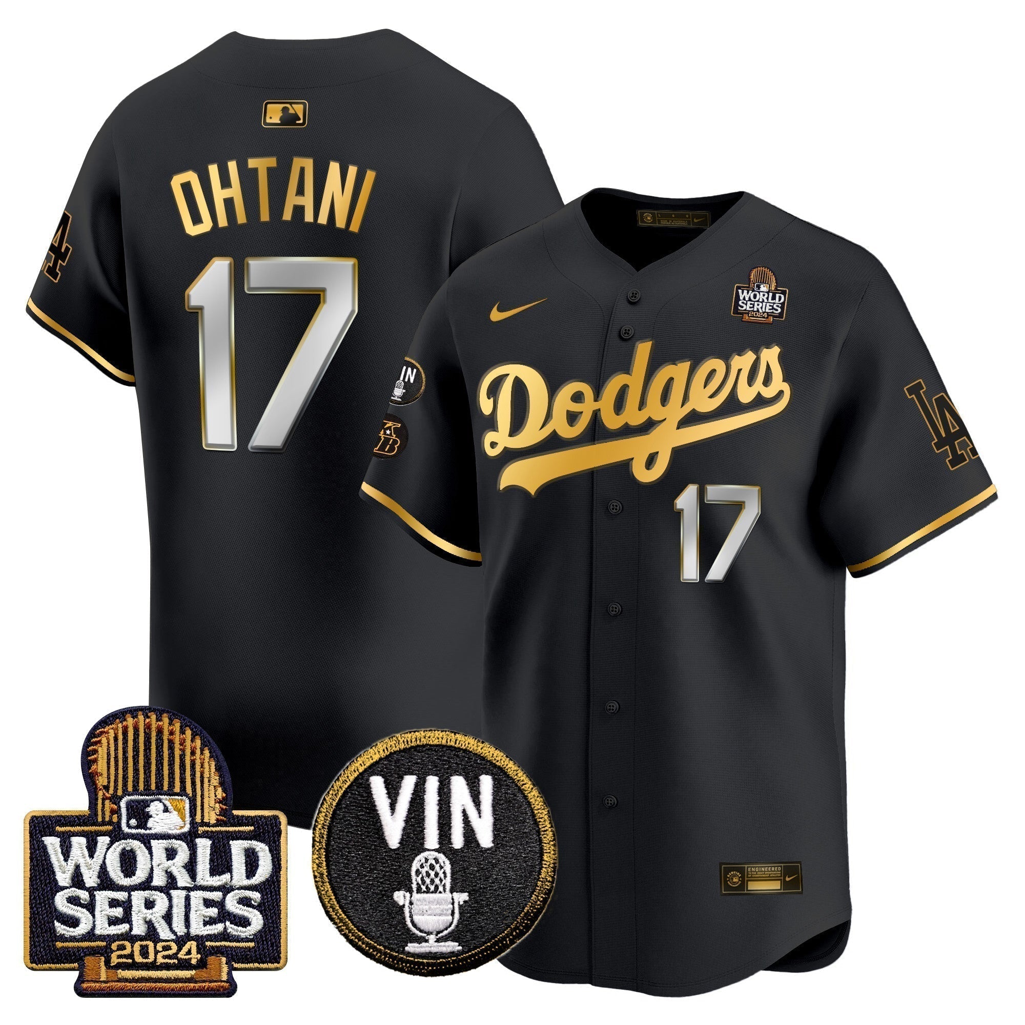 Dodgers 2024 World Series Gold Trim Vapor Premier Limited Jersey V2 - Stitched