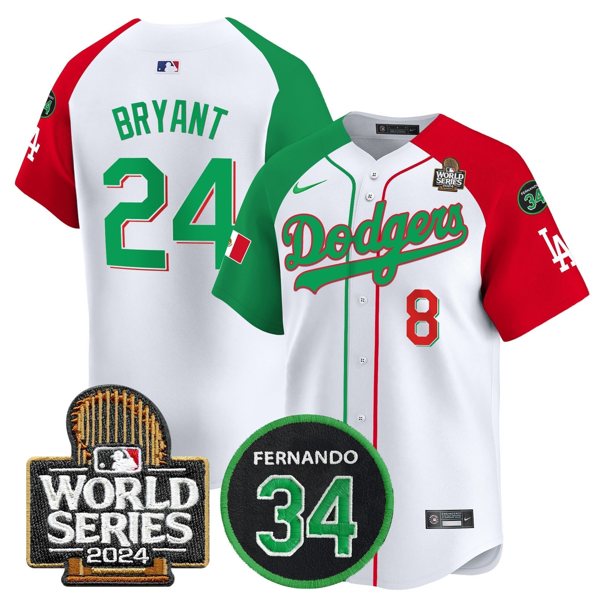 Dodgers Mexico Fernando Memorial & 2024 World Series Patch Vapor Premier Limited Jersey V3 - Stitched