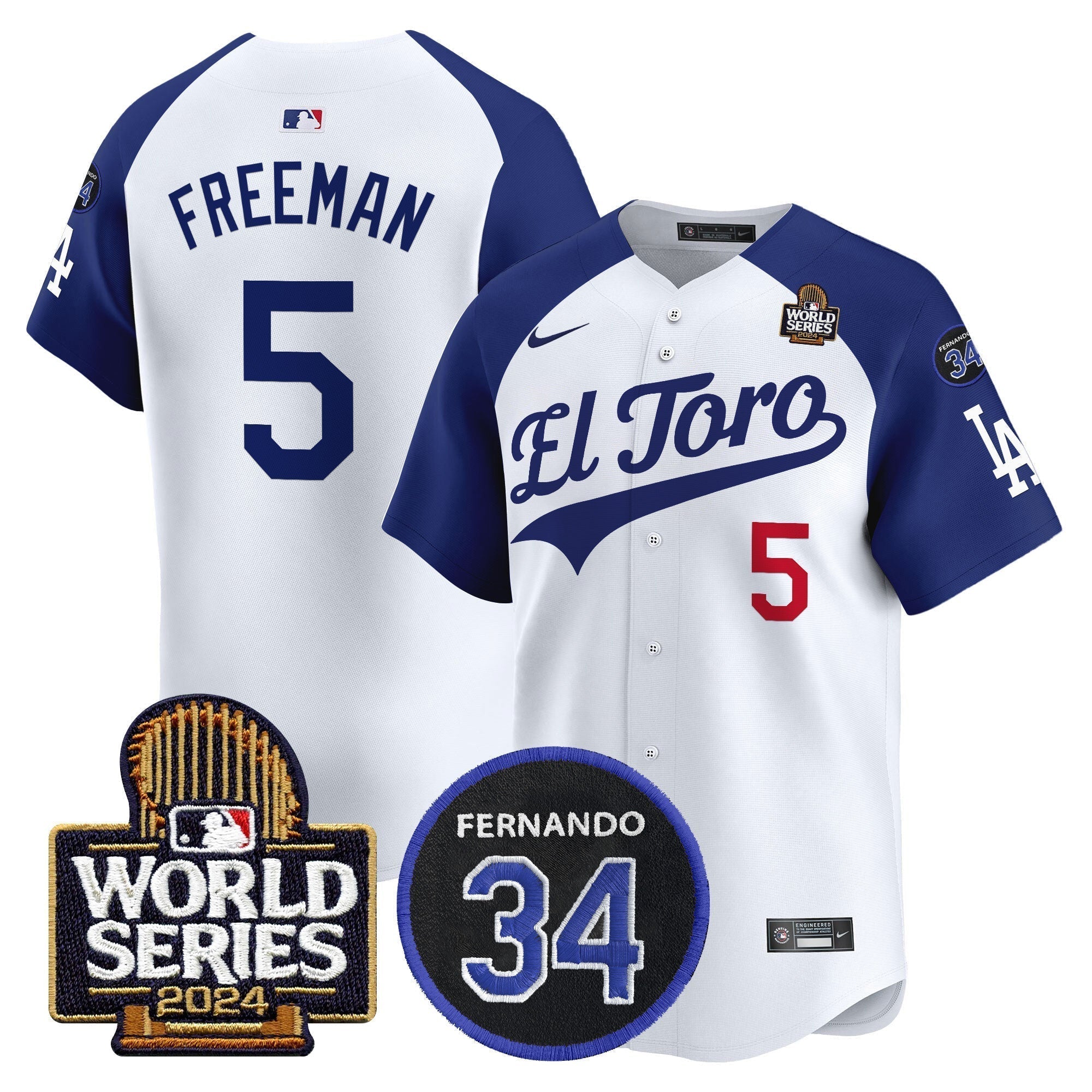 Dodgers El Toro 2024 World Series Patch Vapor Premier Limited Jersey - Stitched