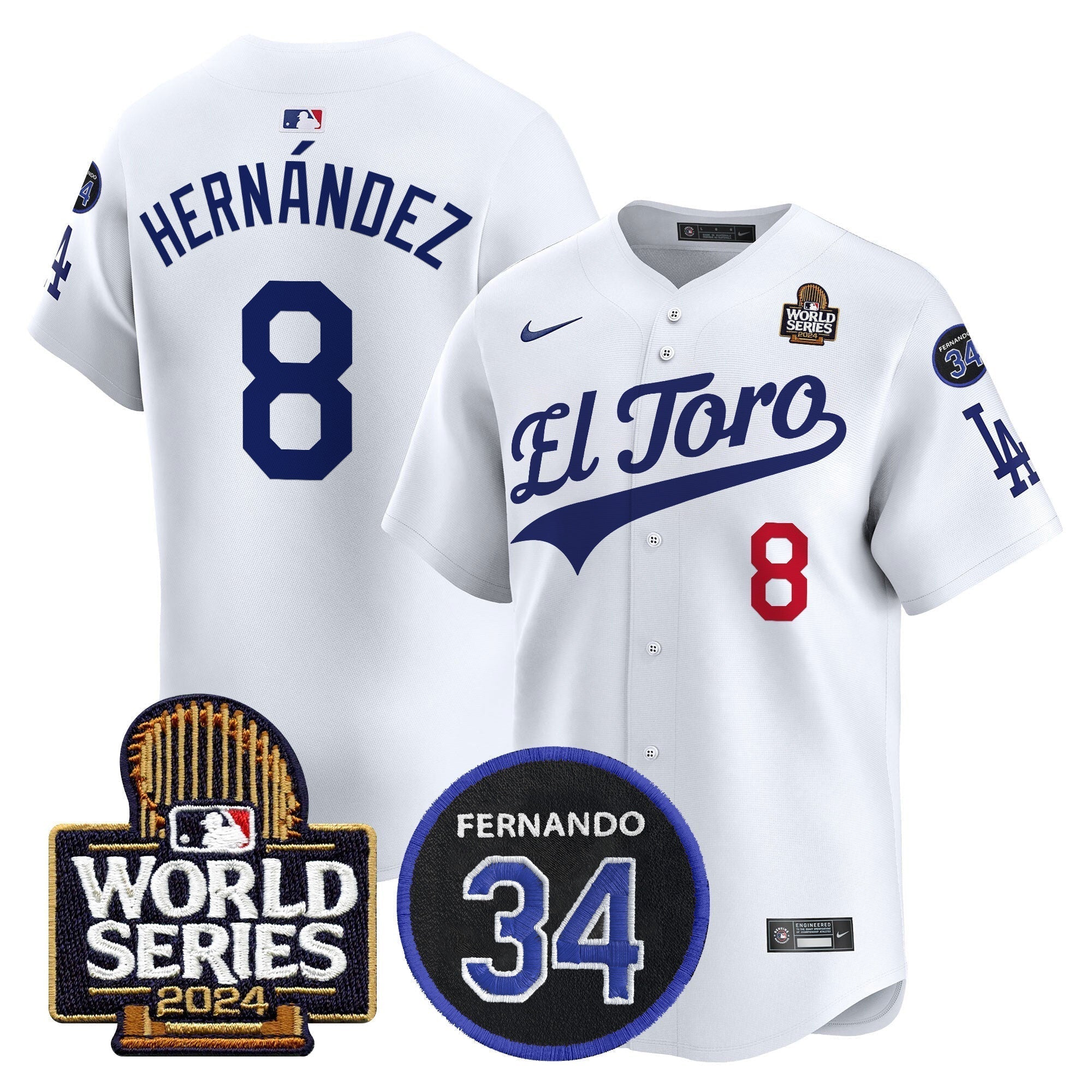 Dodgers El Toro 2024 World Series Patch Vapor Premier Limited Jersey - Stitched