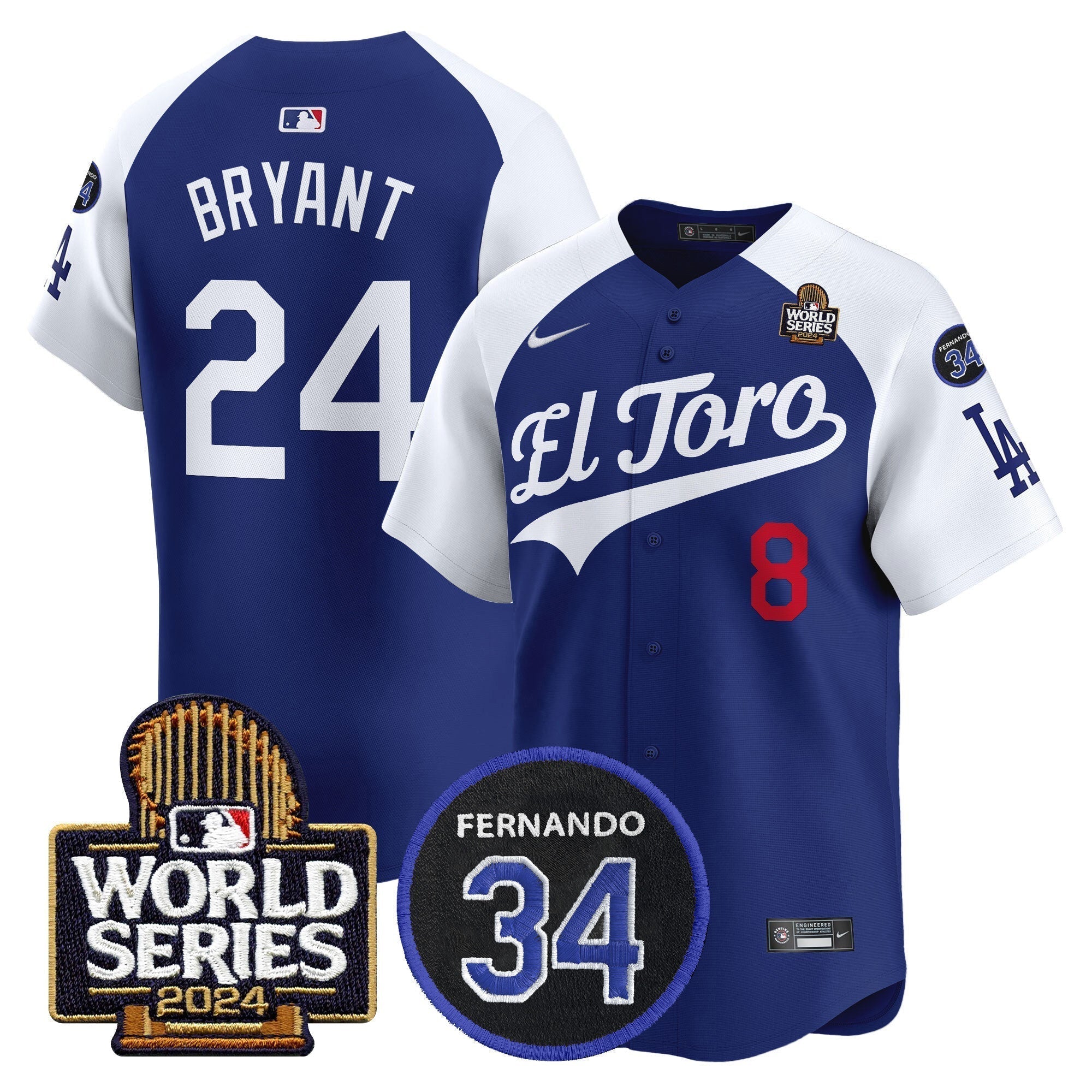 Dodgers El Toro 2024 World Series Patch Vapor Premier Limited Jersey - Stitched