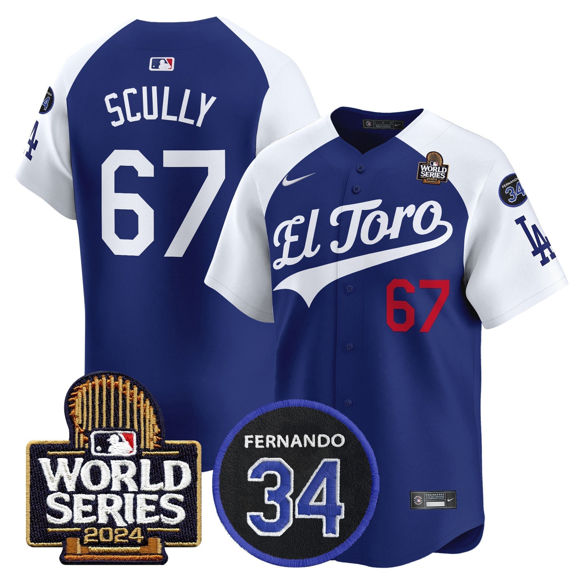 Dodgers El Toro 2024 World Series Patch Vapor Premier Limited Jersey - Stitched