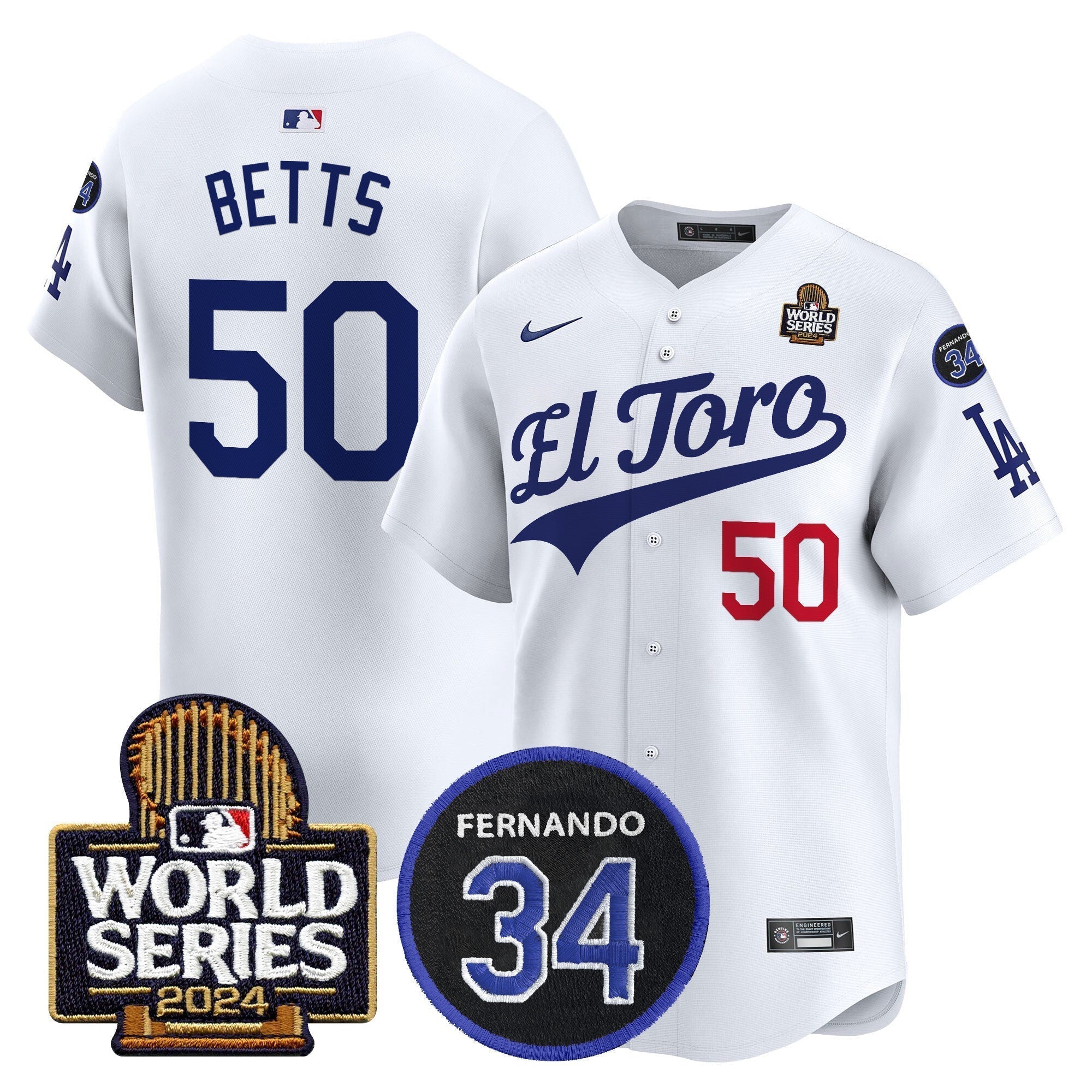 Dodgers El Toro 2024 World Series Patch Vapor Premier Limited Jersey - Stitched
