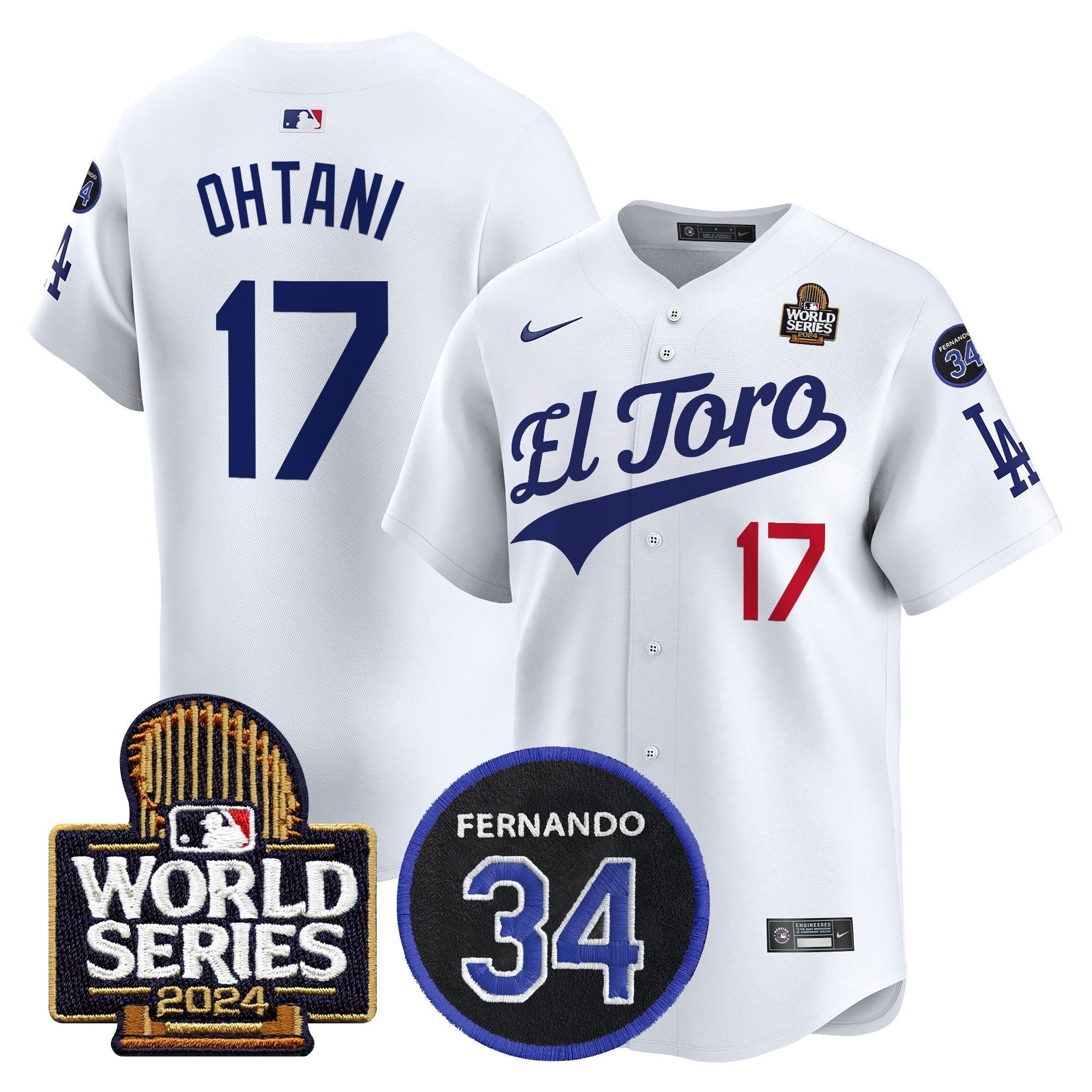Dodgers El Toro 2024 World Series Patch Vapor Premier Limited Jersey - Stitched