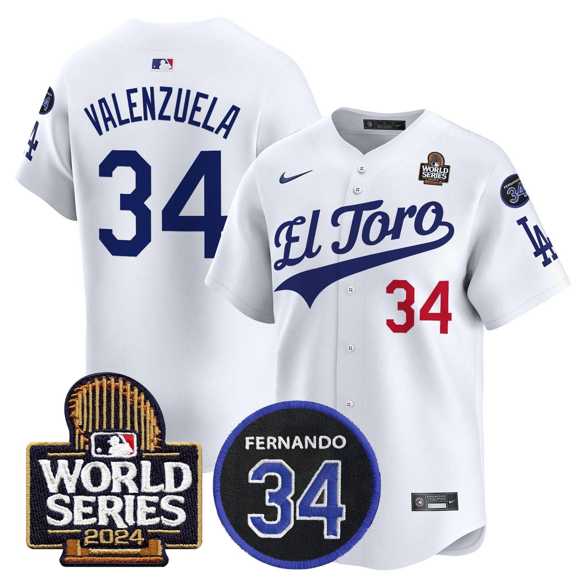 Dodgers El Toro 2024 World Series Patch Vapor Premier Limited Jersey - Stitched