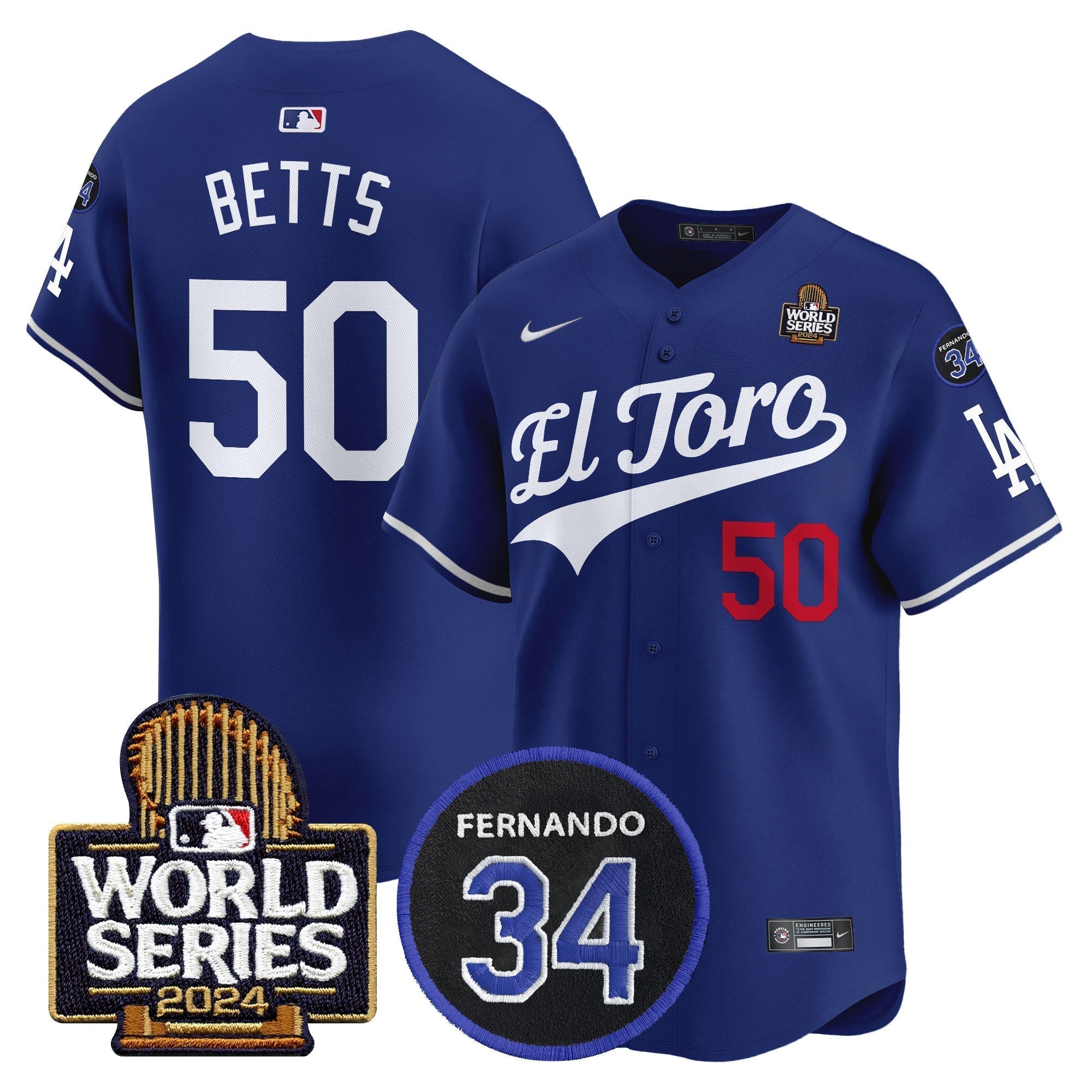 Dodgers El Toro 2024 World Series Patch Vapor Premier Limited Jersey - Stitched