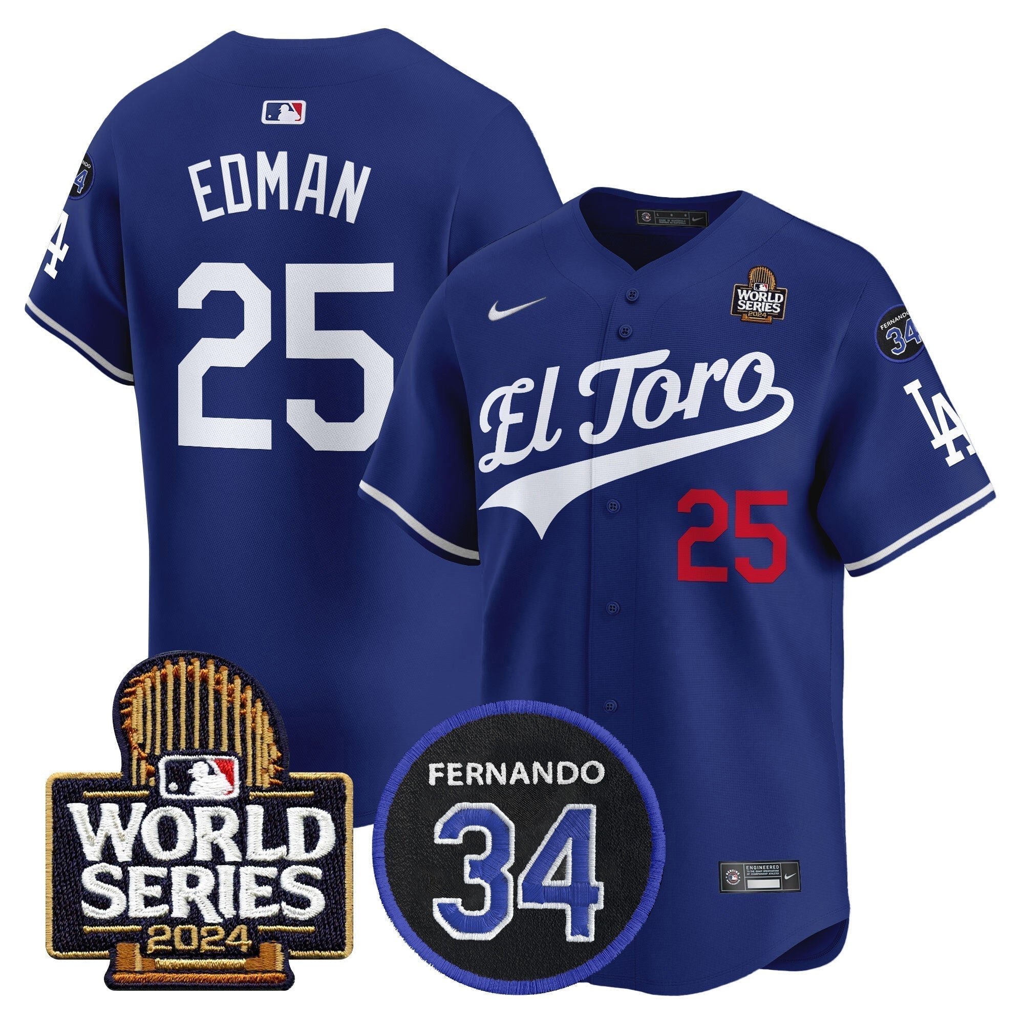 Dodgers El Toro 2024 World Series Patch Vapor Premier Limited Jersey - Stitched