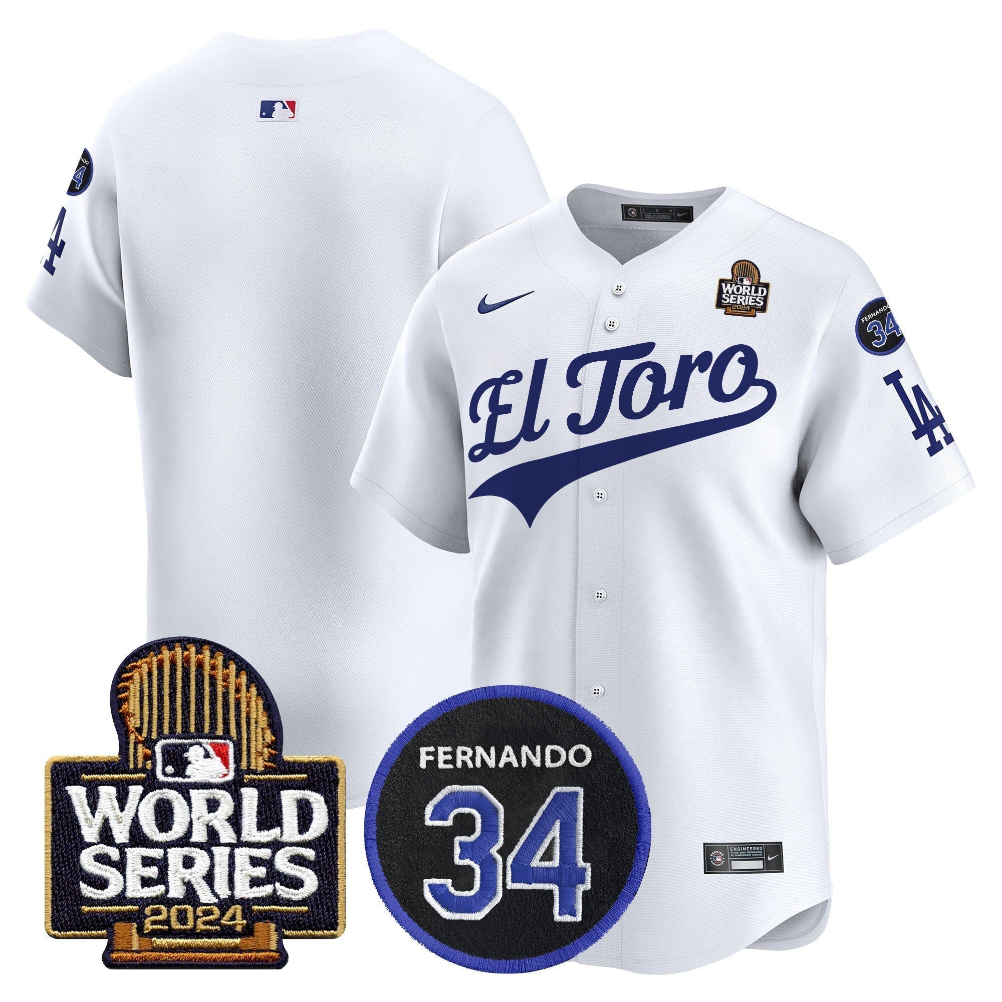 Dodgers El Toro 2024 World Series Patch Vapor Premier Limited Jersey - Stitched