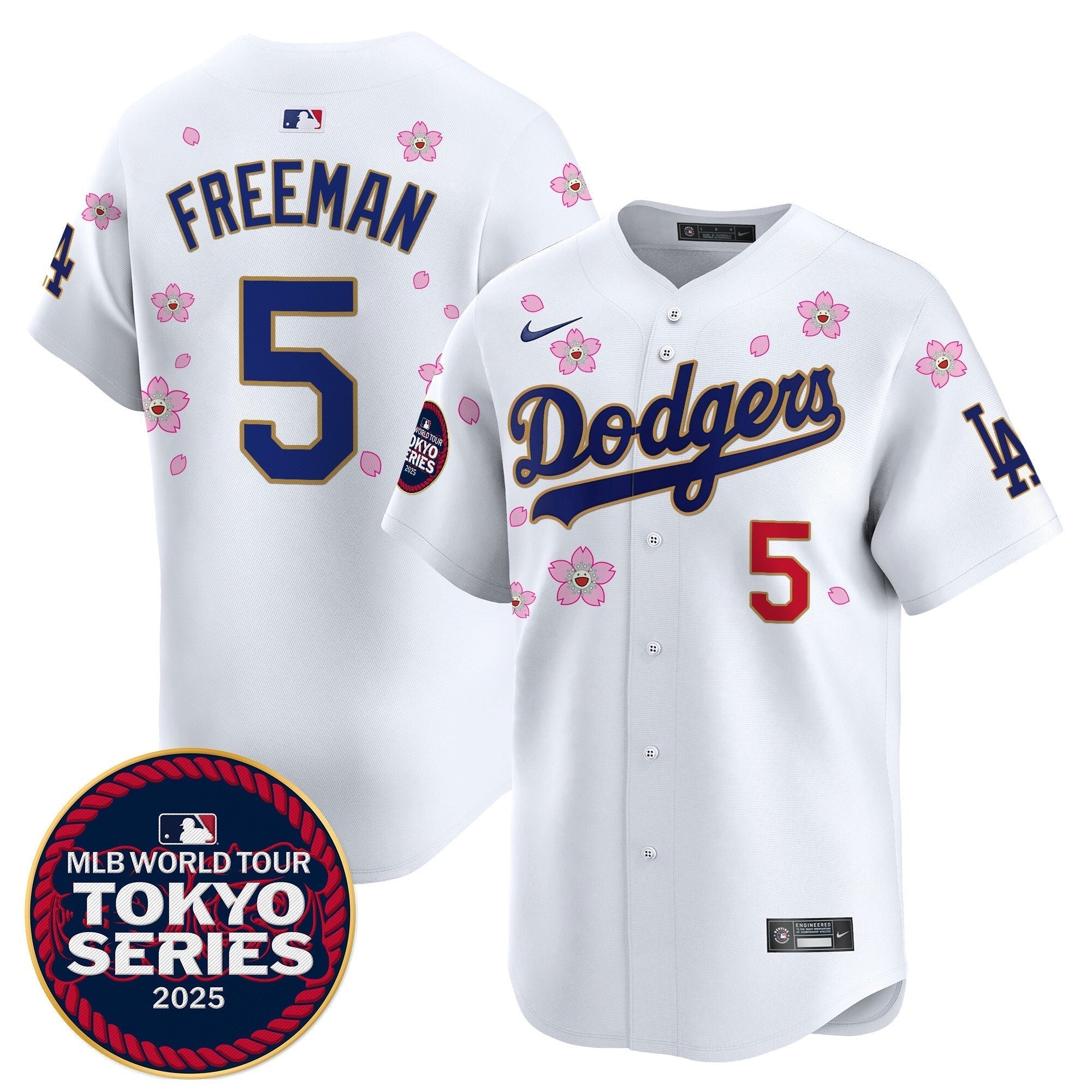 Dodgers Tokyo Series 2025 Gold Trim Vapor Premier Limited Jersey - Stitched