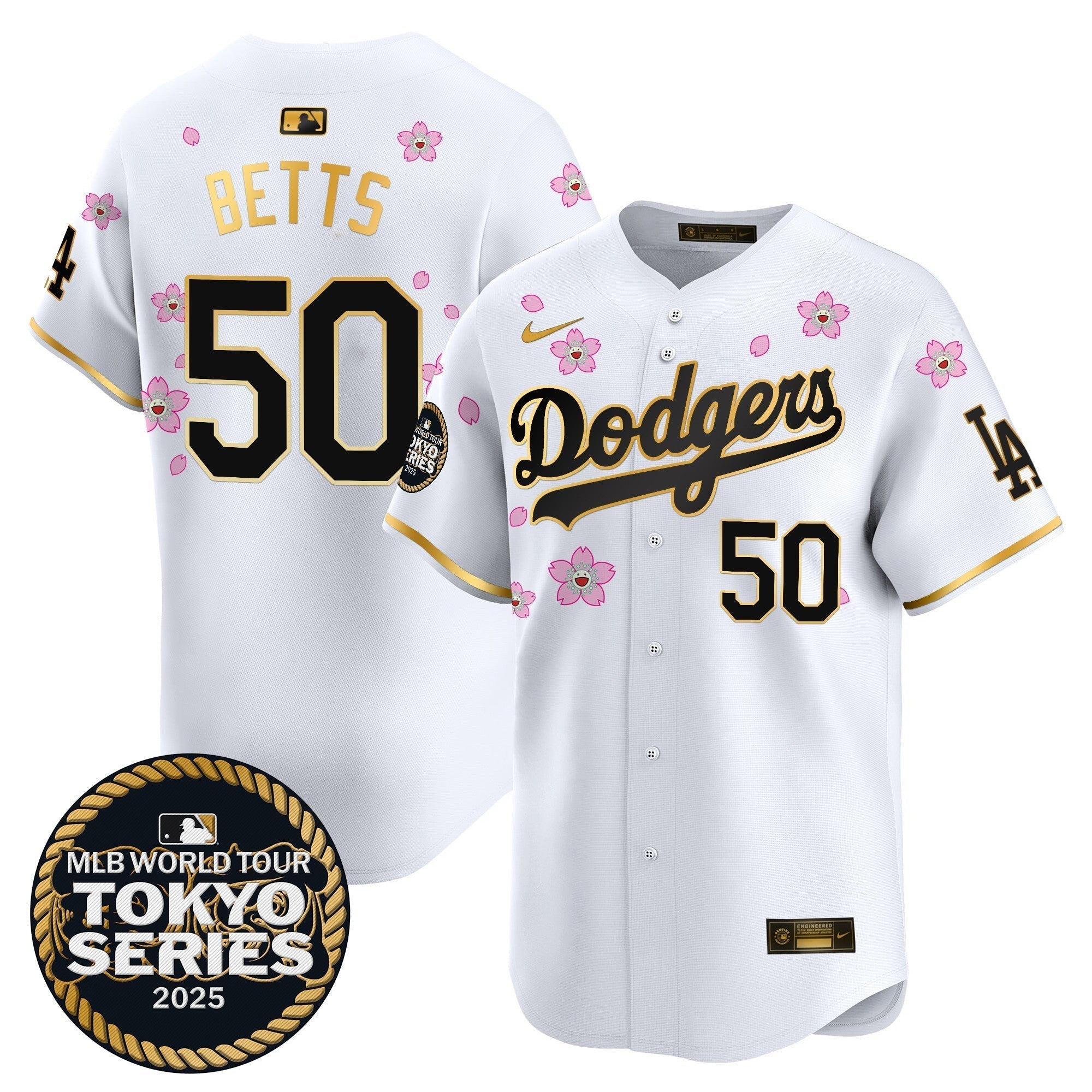 Dodgers Tokyo Series 2025 Gold Trim Vapor Premier Limited Jersey V2 - Stitched
