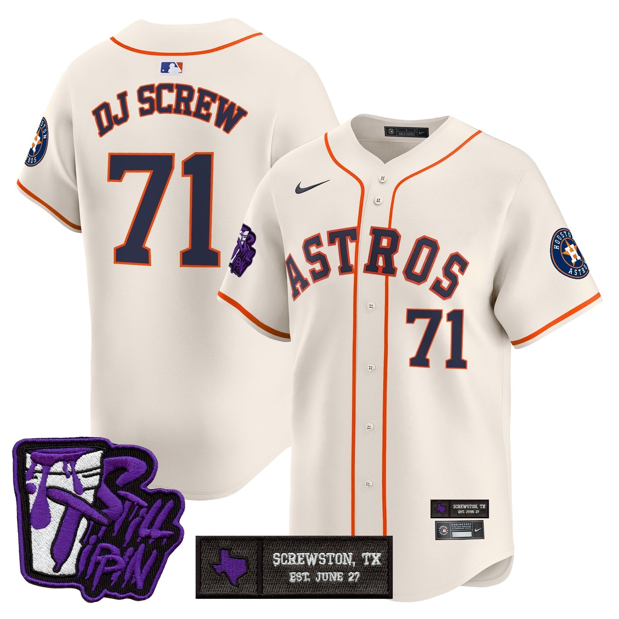 HOU DJ Screw Still Tippin Purple Patch Vapor Premier Limited Jersey - Stitched