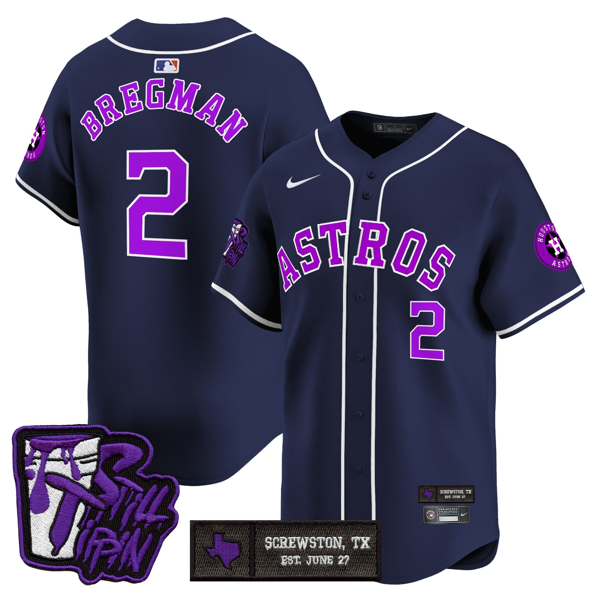 HOU DJ Screw Still Tippin Purple Patch Vapor Premier Limited Jersey - Stitched