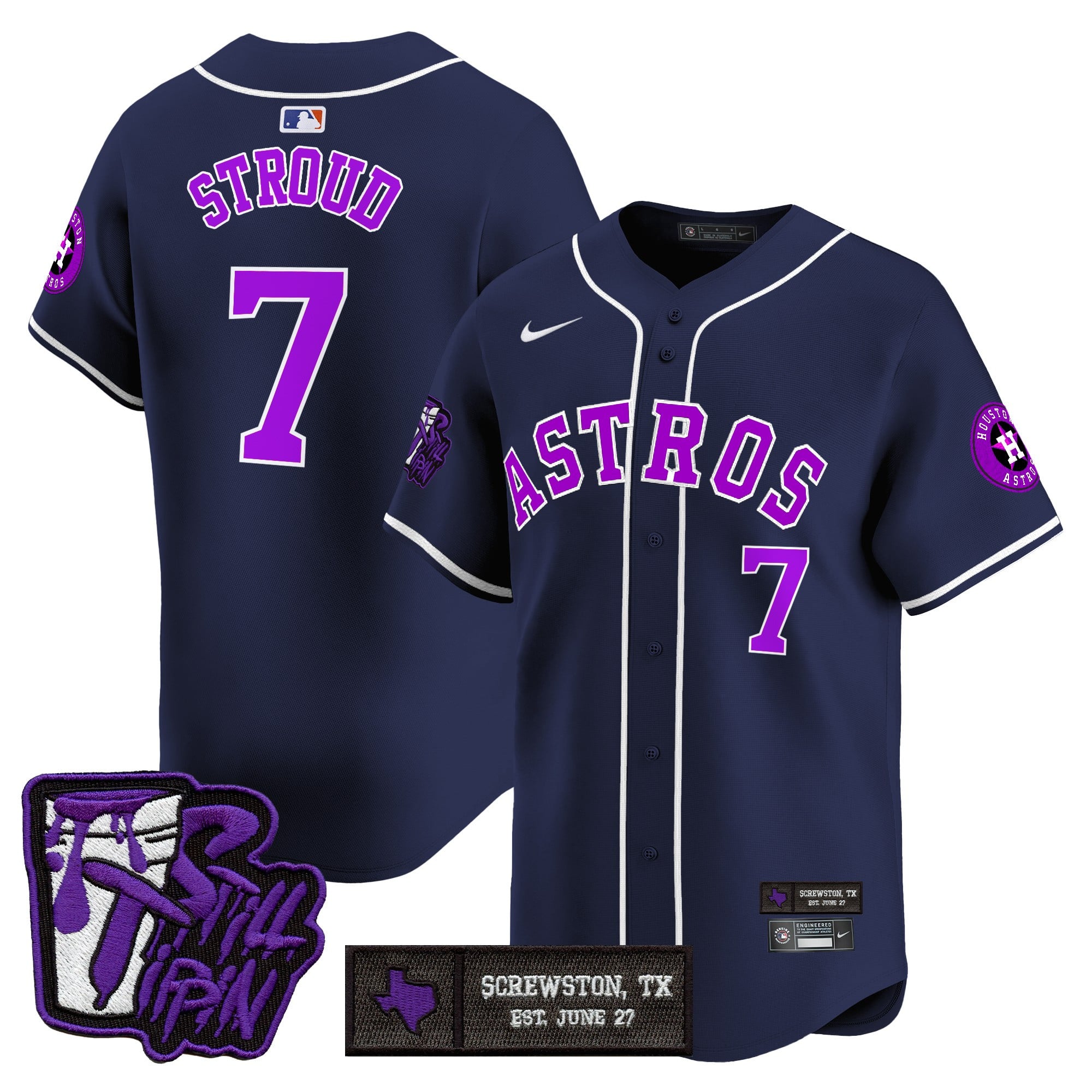 HOU DJ Screw Still Tippin Purple Patch Vapor Premier Limited Jersey - Stitched