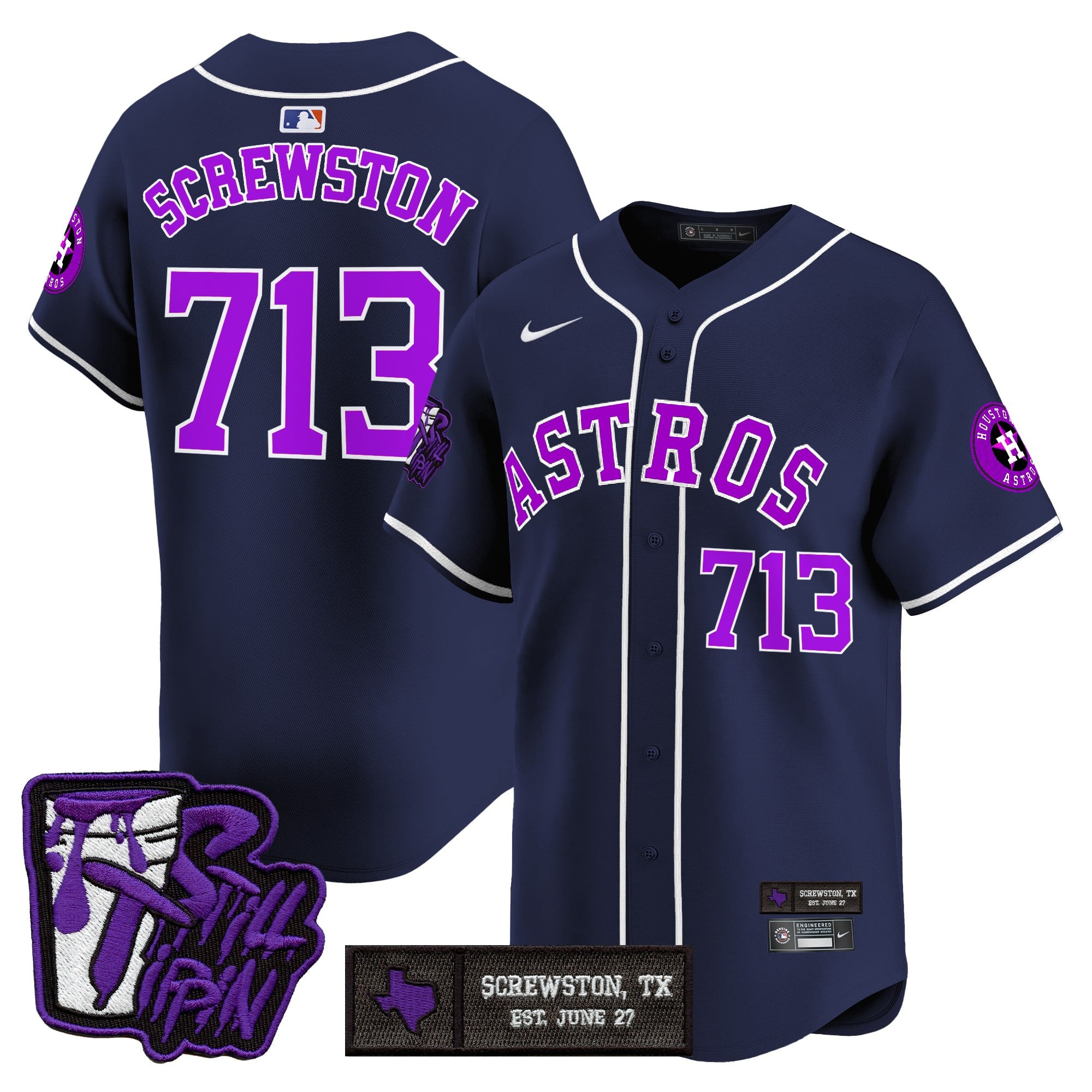 HOU DJ Screw Still Tippin Purple Patch Vapor Premier Limited Jersey - Stitched
