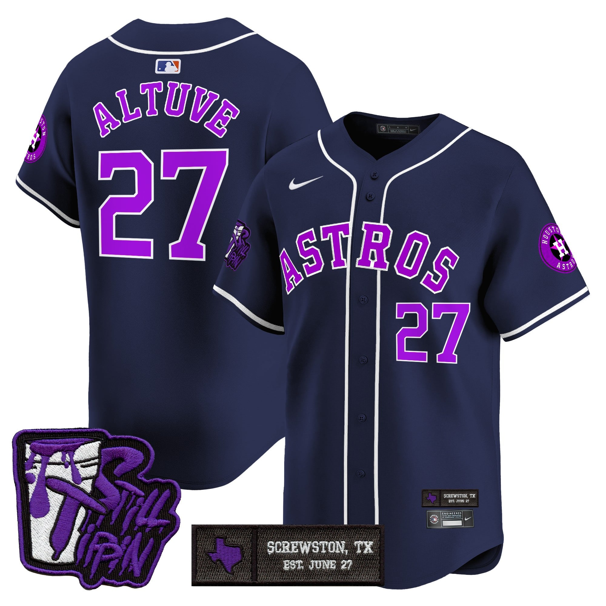 HOU DJ Screw Still Tippin Purple Patch Vapor Premier Limited Jersey - Stitched