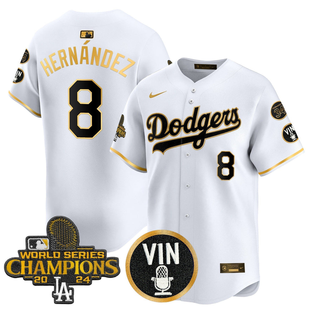 Dodgers 2025 Vin Scully & #34 Fernando Patch Gold Vapor Premier Limited Jersey - Stitched
