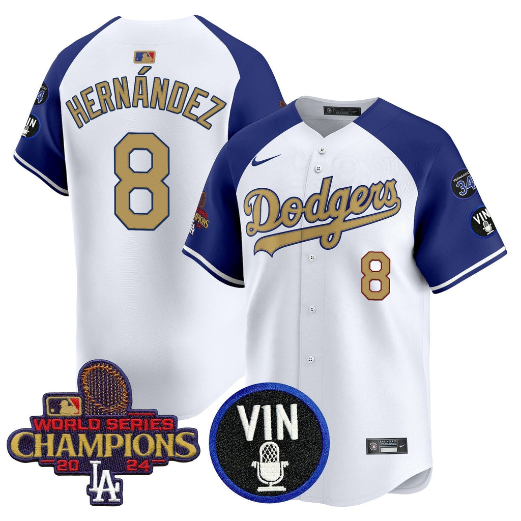 Dodgers 2025 Vin Scully & #34 Fernando Patch Gold Vapor Premier Limited Jersey - Stitched