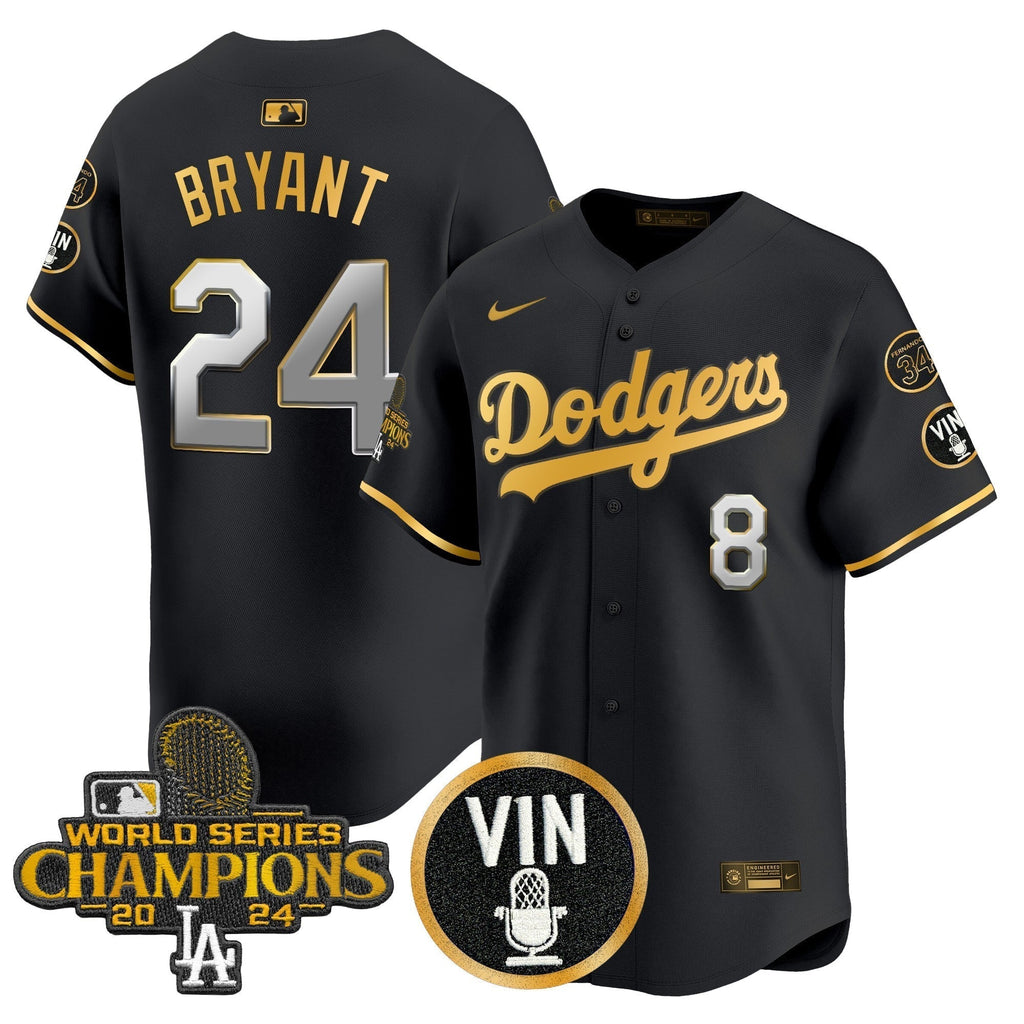Dodgers 2025 Vin Scully & #34 Fernando Patch Gold Vapor Premier Limited Jersey - Stitched
