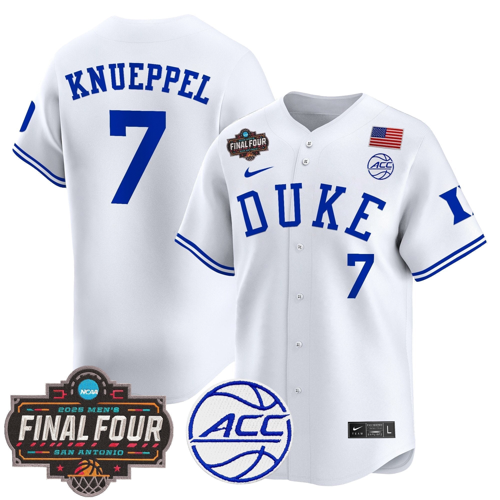 DUKE 2025 Final Four Patch Vapor Baseball Jersey - All Stitched