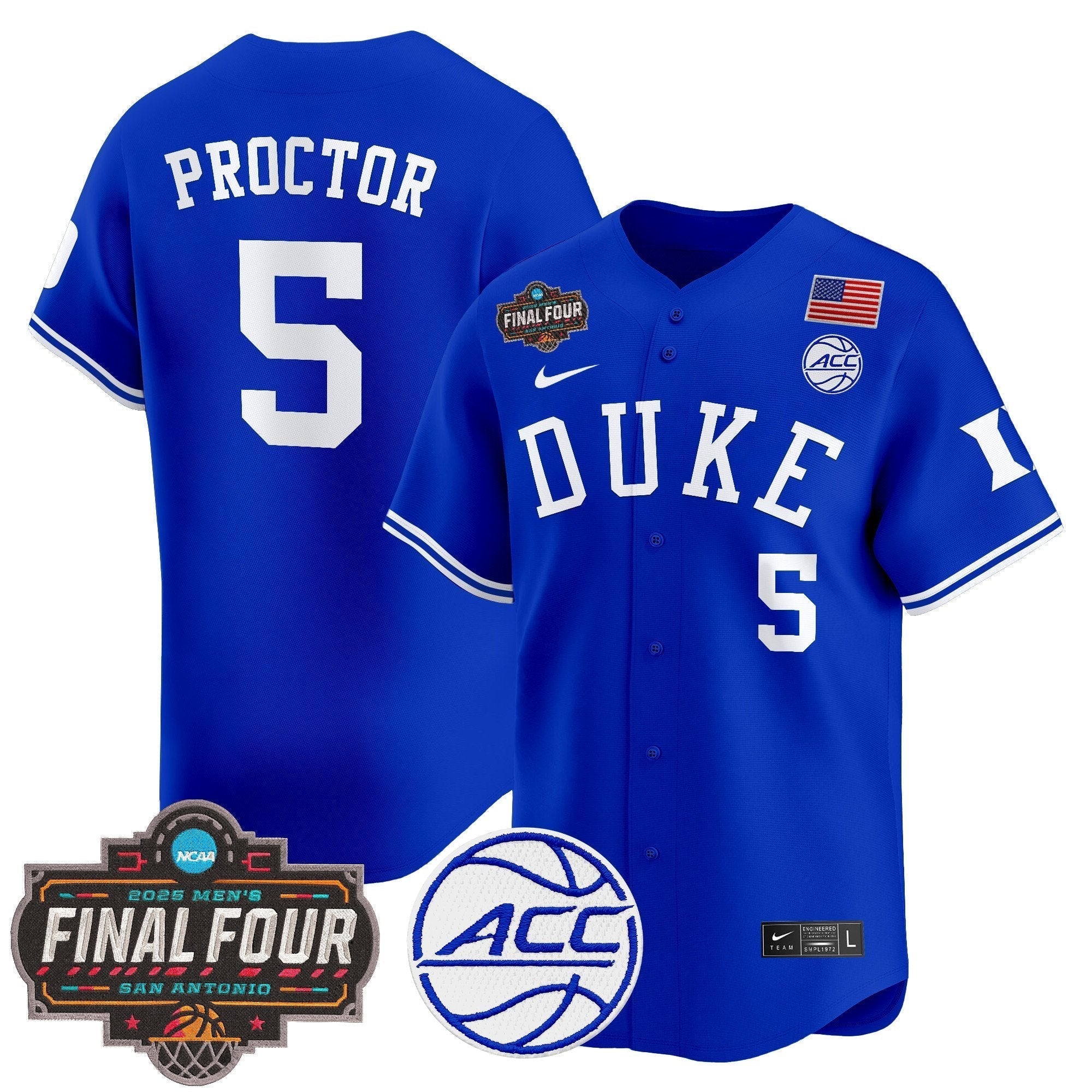 DUKE 2025 Final Four Patch Vapor Baseball Jersey - All Stitched