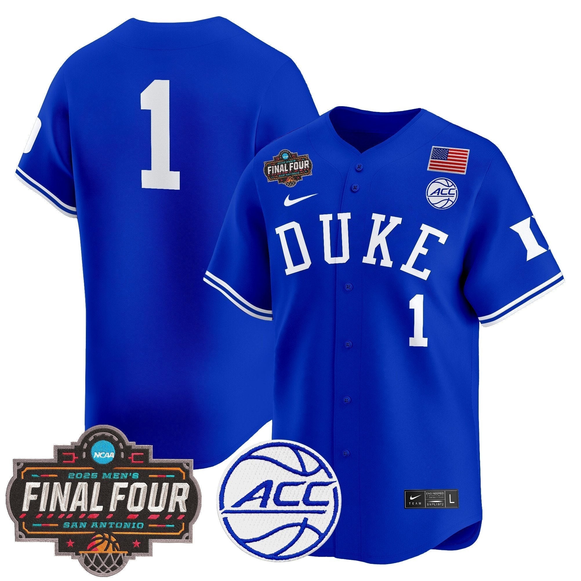 DUKE 2025 Final Four Patch Vapor Baseball Jersey - All Stitched