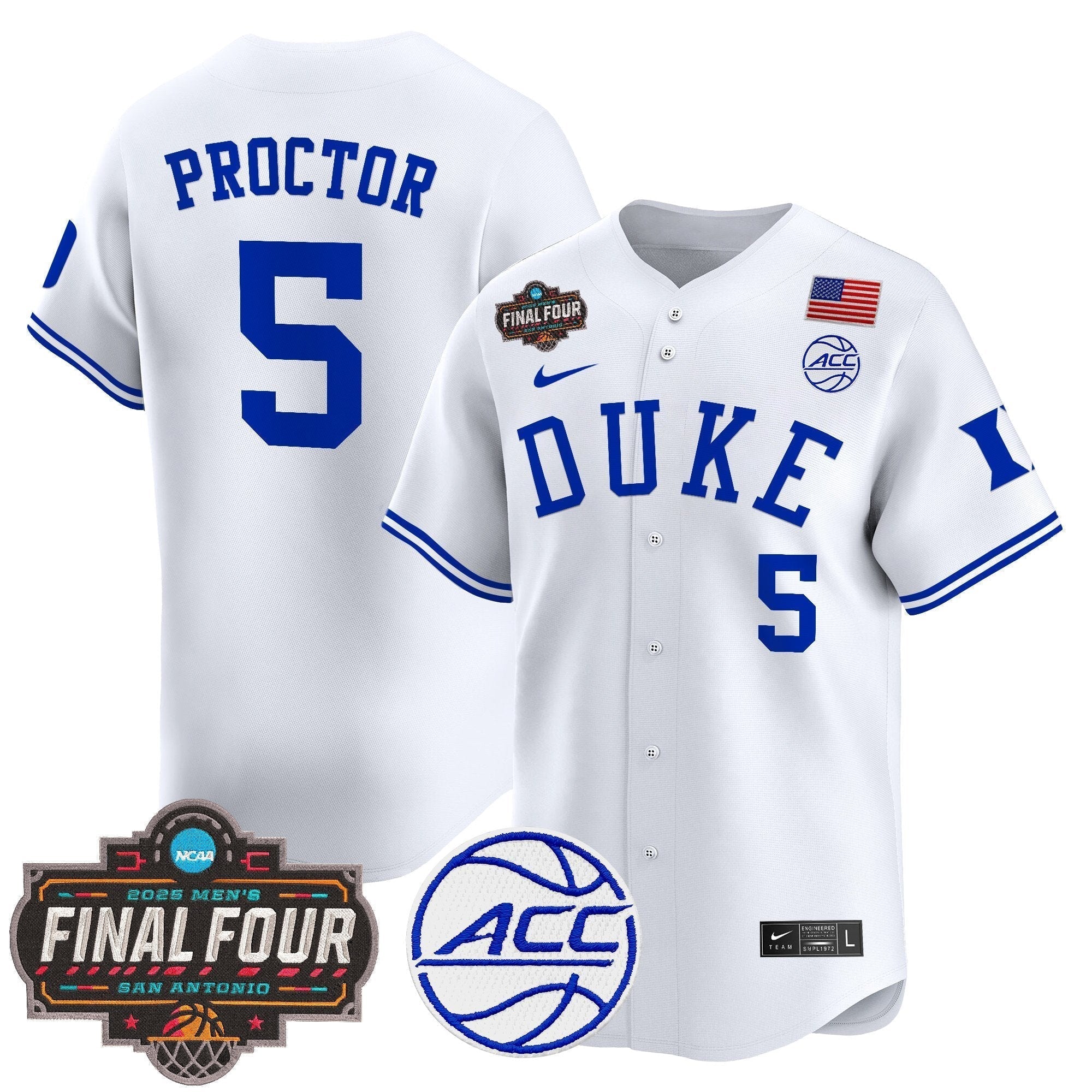 DUKE 2025 Final Four Patch Vapor Baseball Jersey - All Stitched