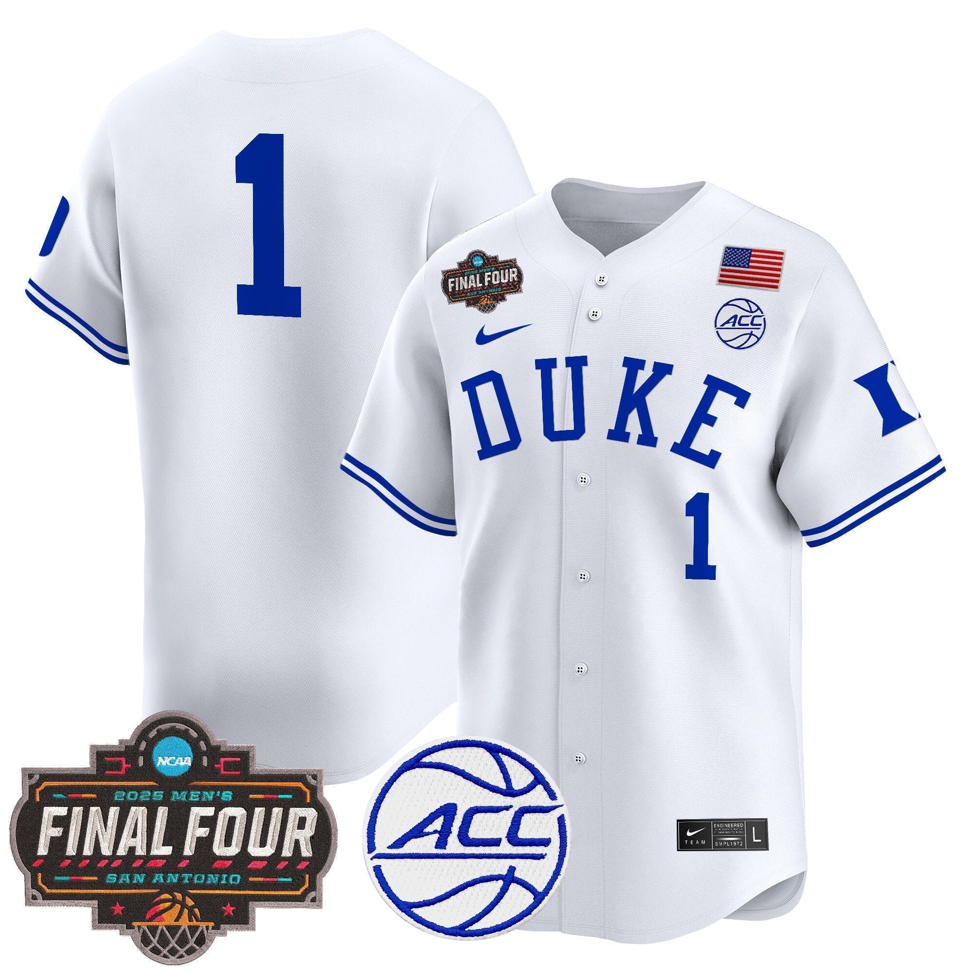 DUKE 2025 Final Four Patch Vapor Baseball Jersey - All Stitched