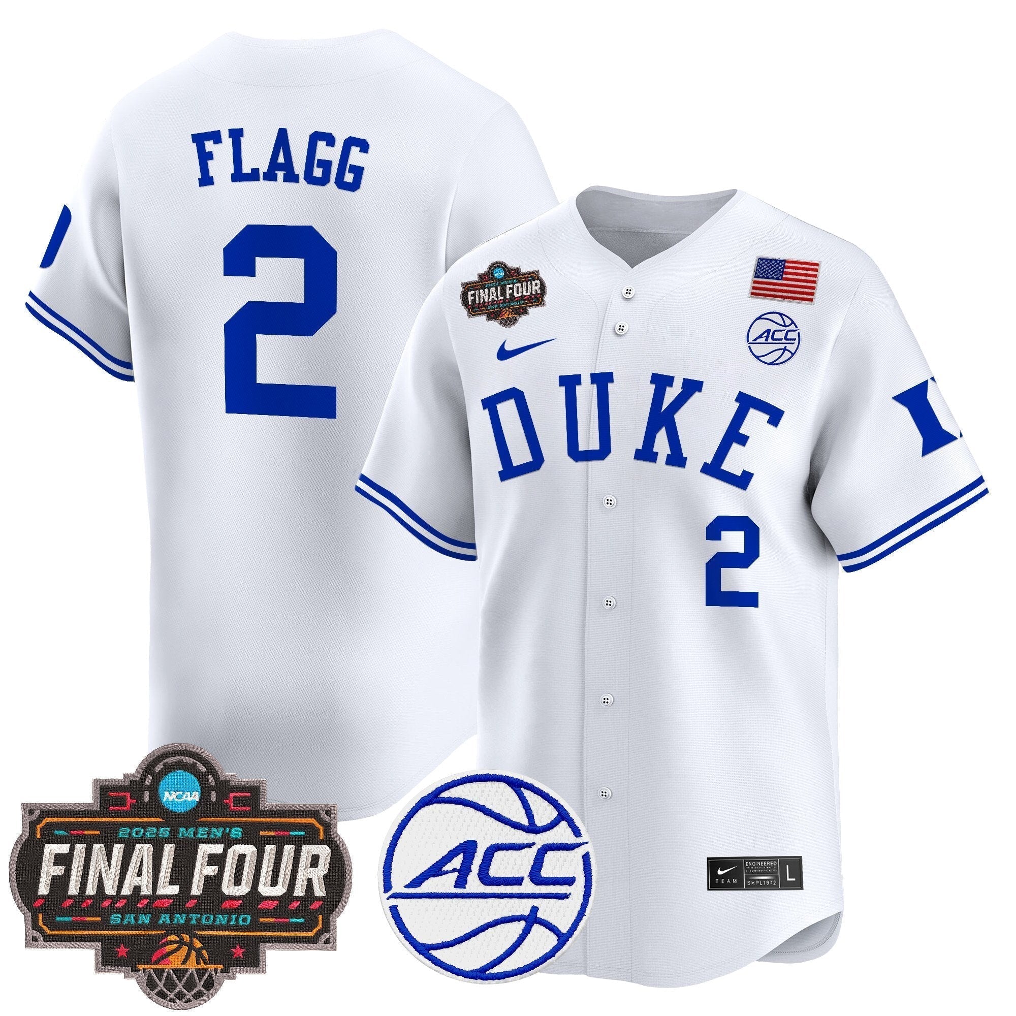 DUKE 2025 Final Four Patch Vapor Baseball Jersey - All Stitched