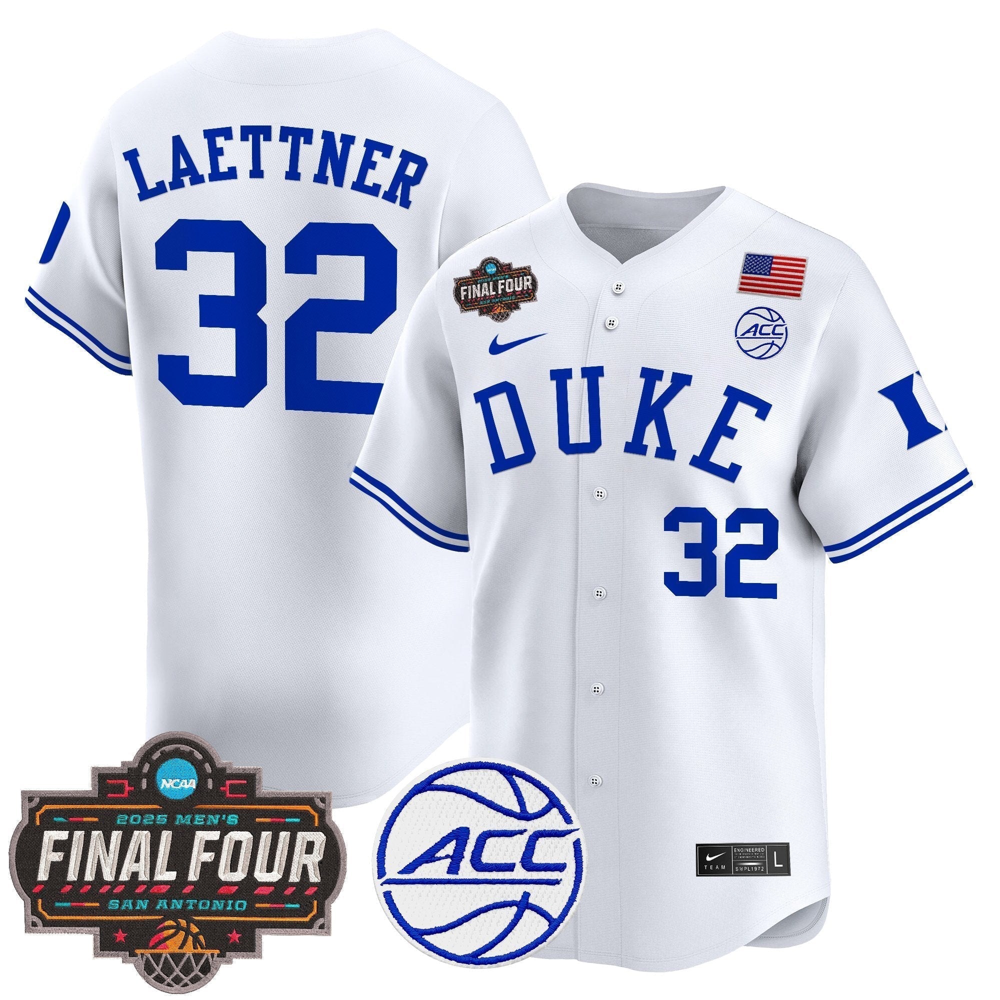 DUKE 2025 Final Four Patch Vapor Baseball Jersey - All Stitched