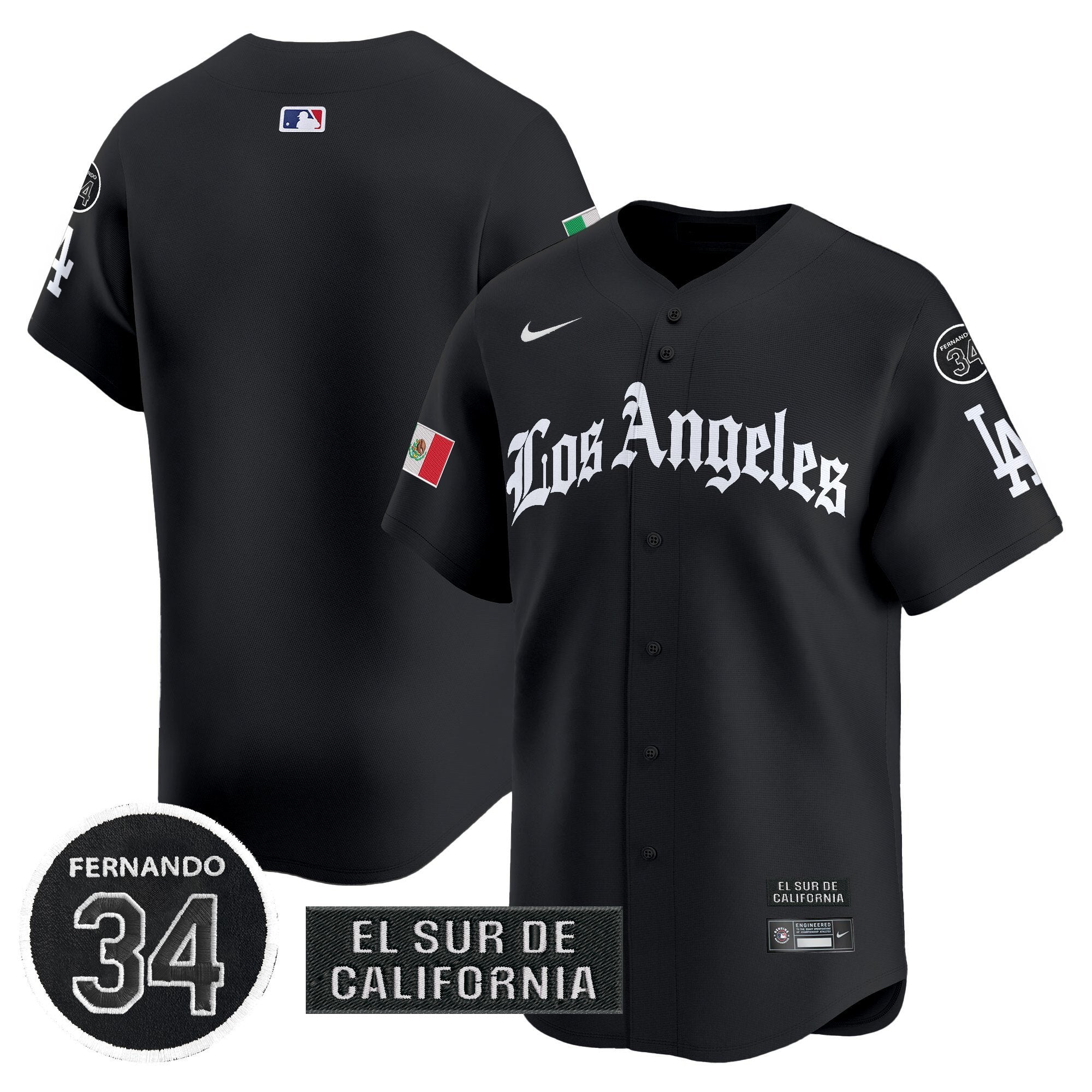 Dodgers Mexico 2025 LA Gothic Style Patch Vapor Premier Limited Jersey - All Stitched