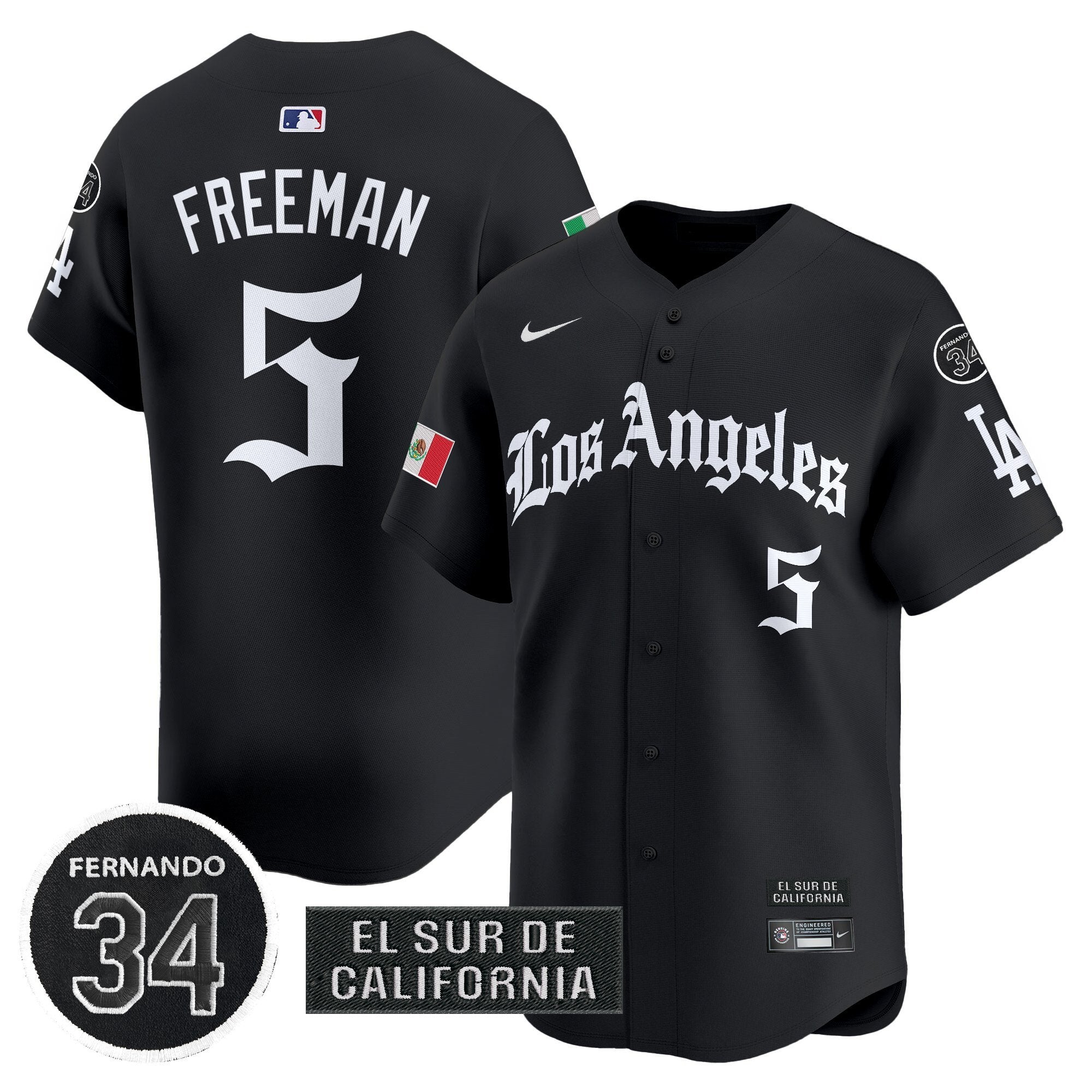 Dodgers Mexico 2025 LA Gothic Style Patch Vapor Premier Limited Jersey - All Stitched