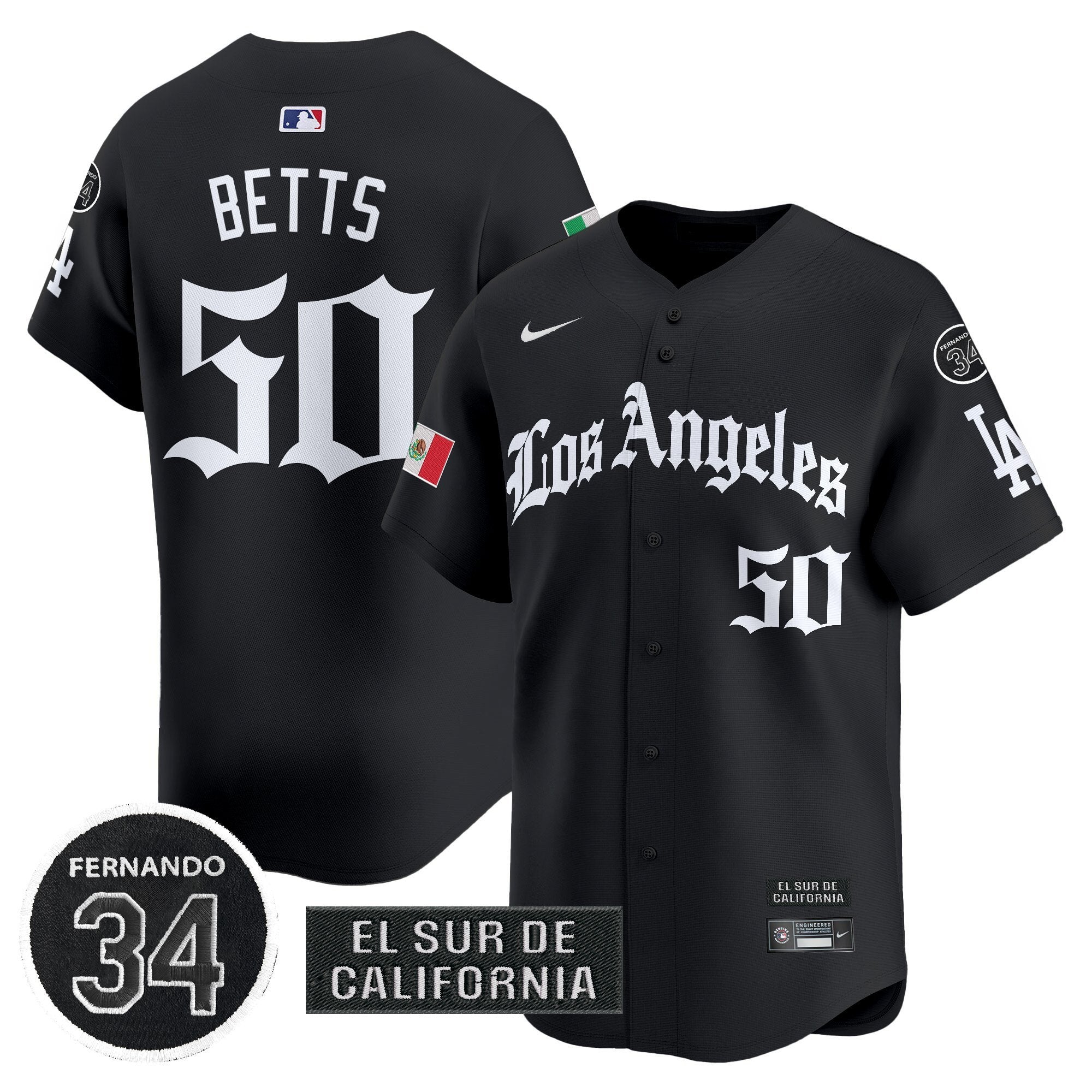 Dodgers Mexico 2025 LA Gothic Style Patch Vapor Premier Limited Jersey - All Stitched