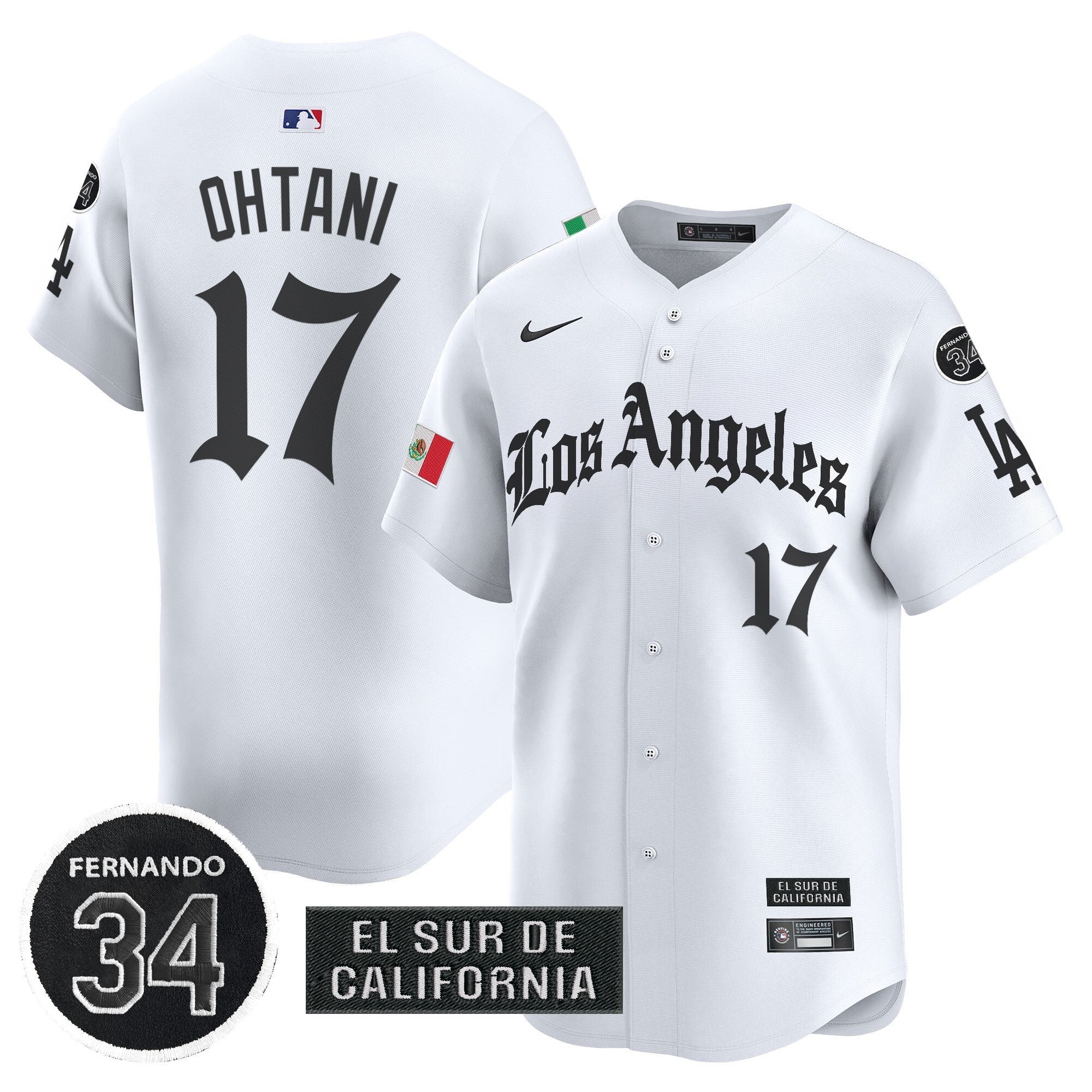 Dodgers Mexico 2025 LA Gothic Style Patch Vapor Premier Limited Jersey - All Stitched
